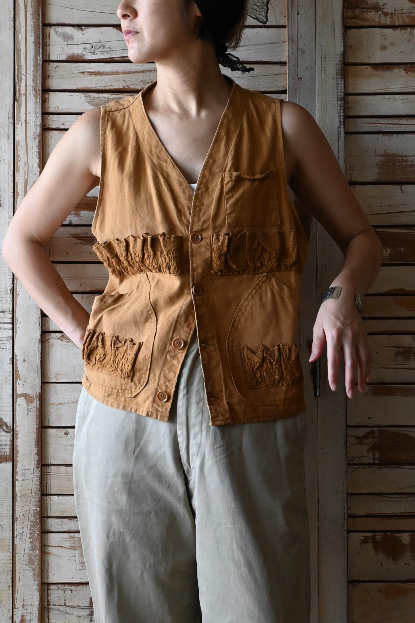 70's Hunting vest/MUSTARD