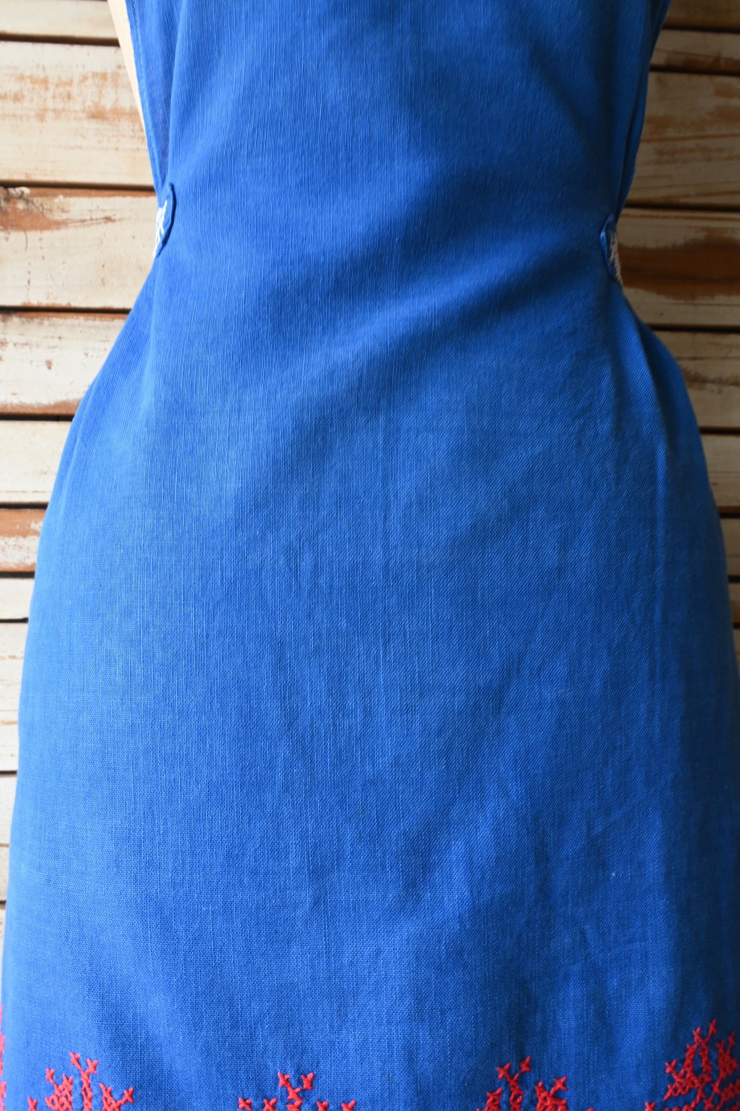 EURO Embroidery apron/BLUE