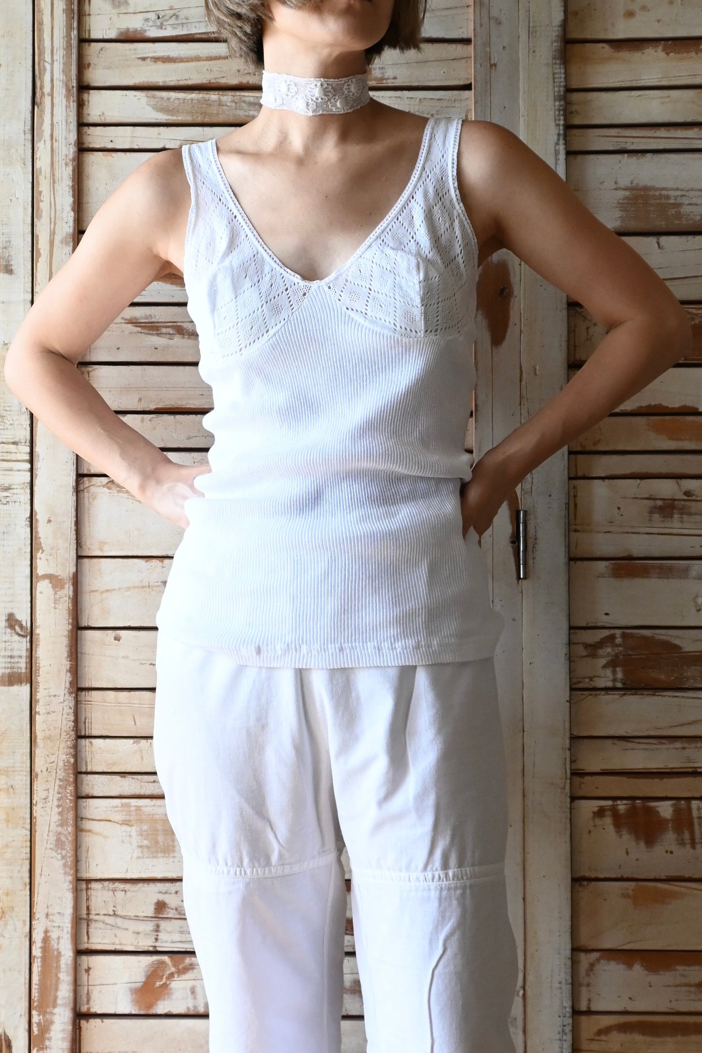 EURO Cotton lace camisole/WHITE