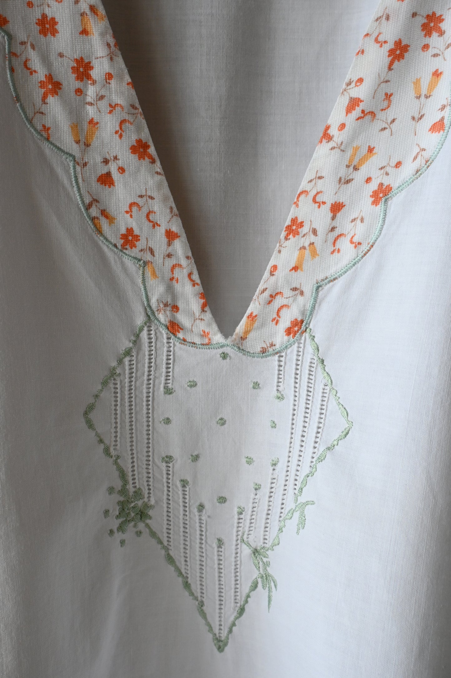 EURO Cotton embroidery long dress/WHITE