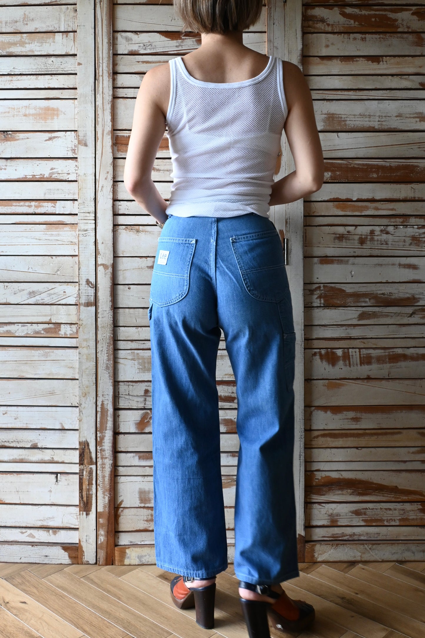 70's-80's USA Lee denim painter pants/BLUE