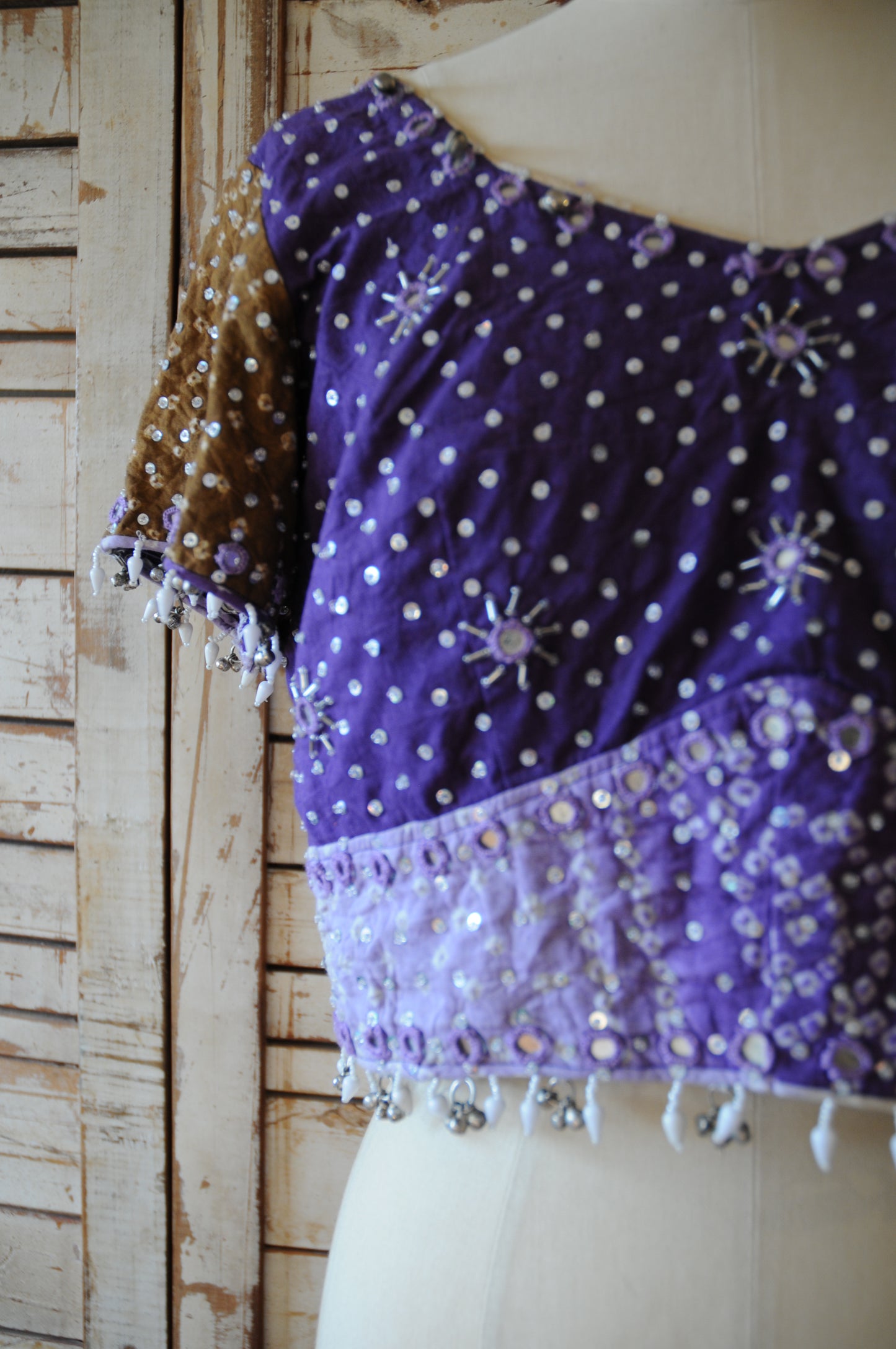 Vintage beaded blouse/PURPLE