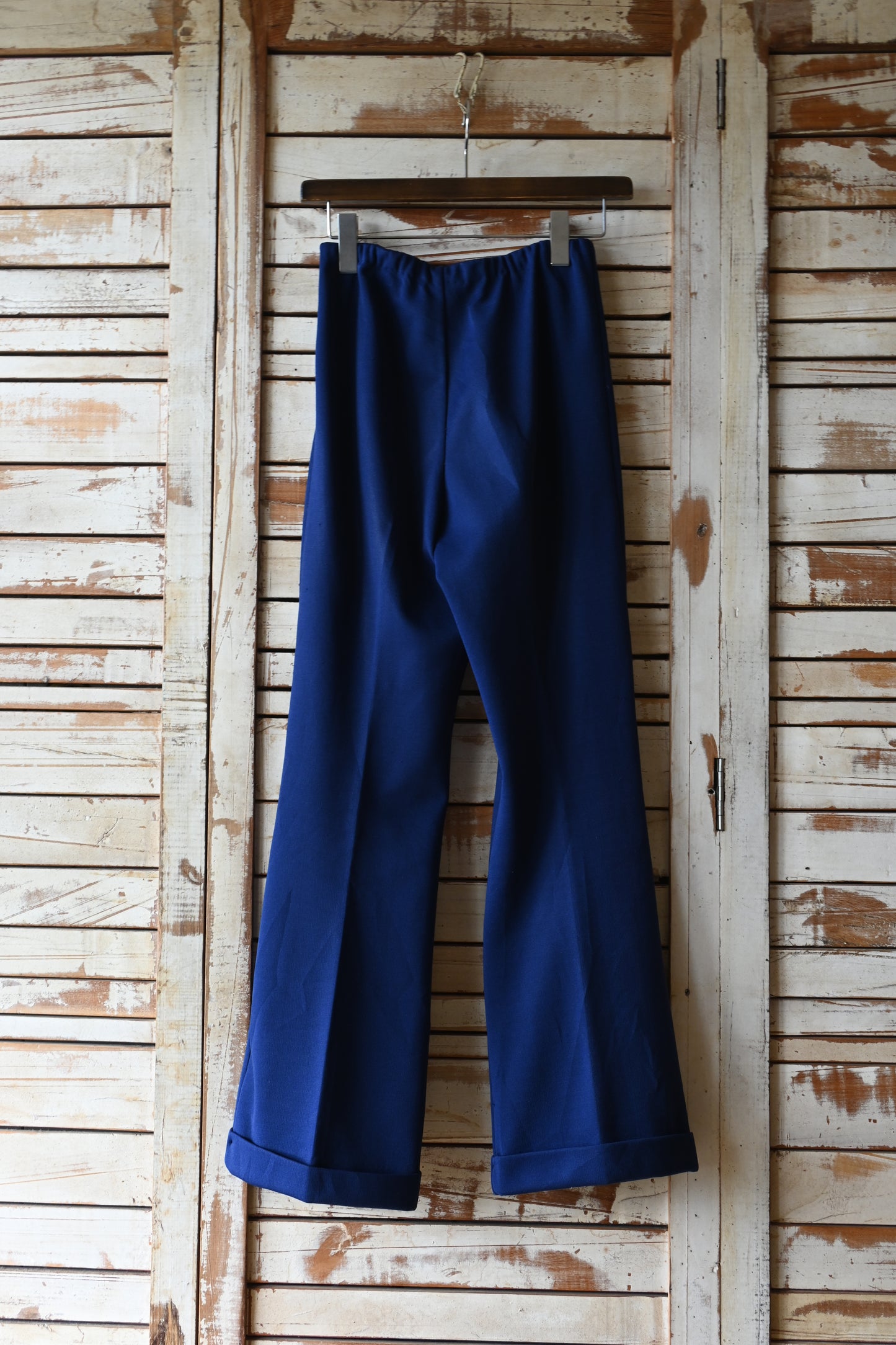 Flare poly pants/NAVY