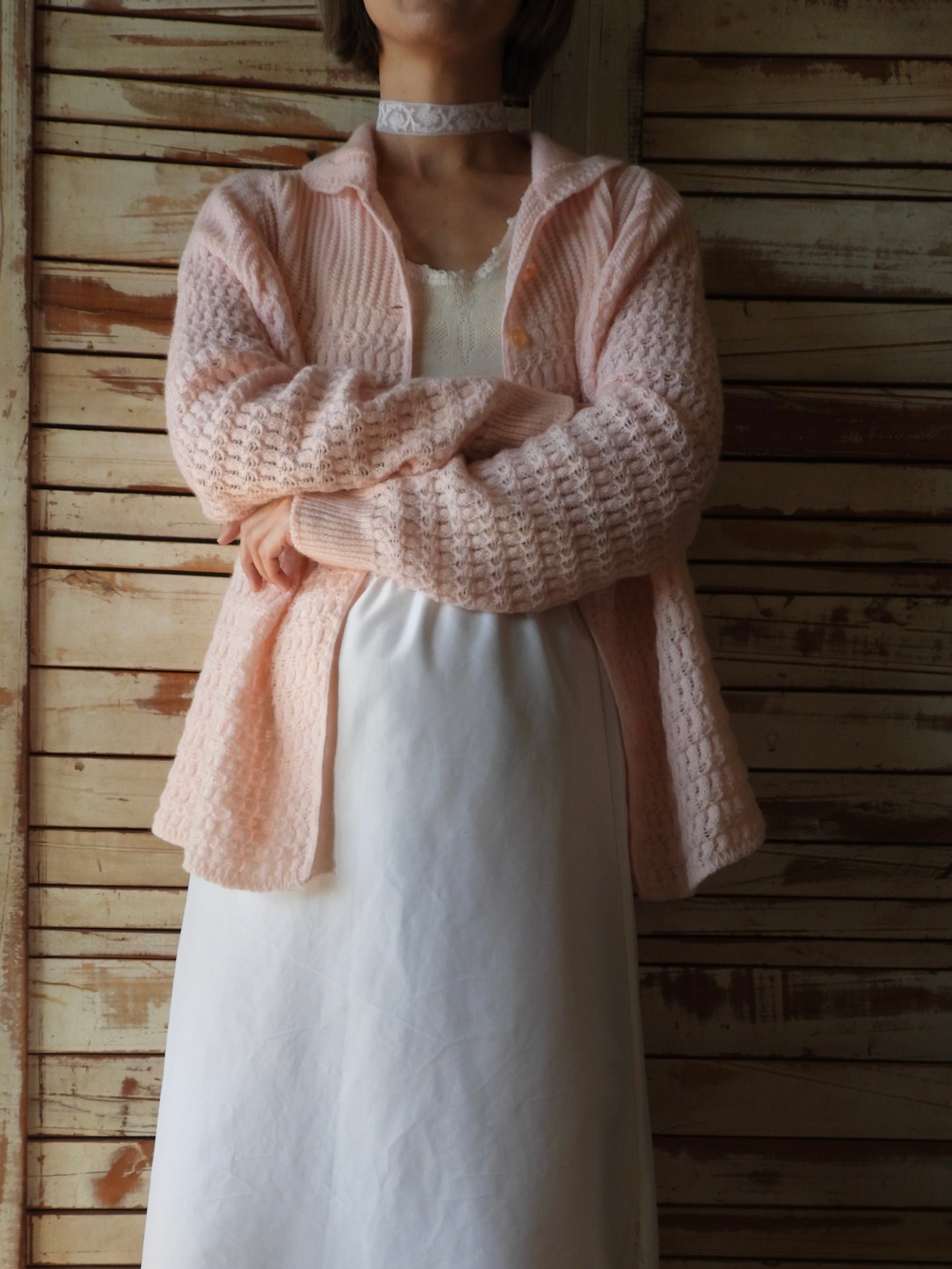 Pink knit bed jacket/PINK