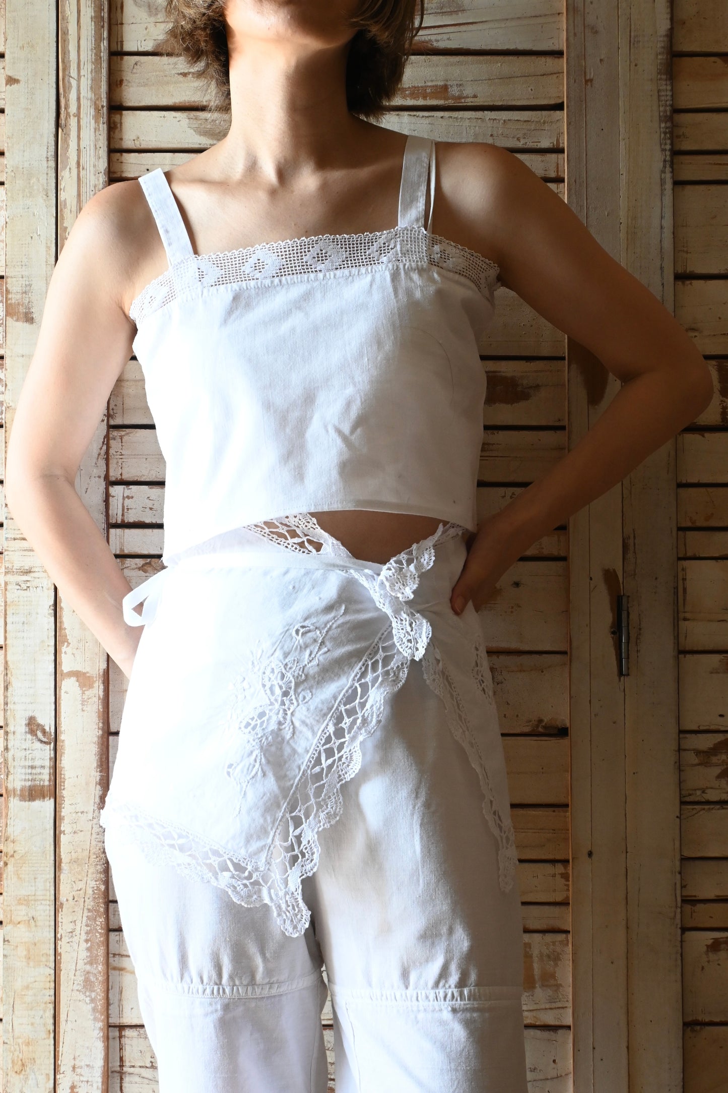 Cotton lace cami top/PONMOSIR