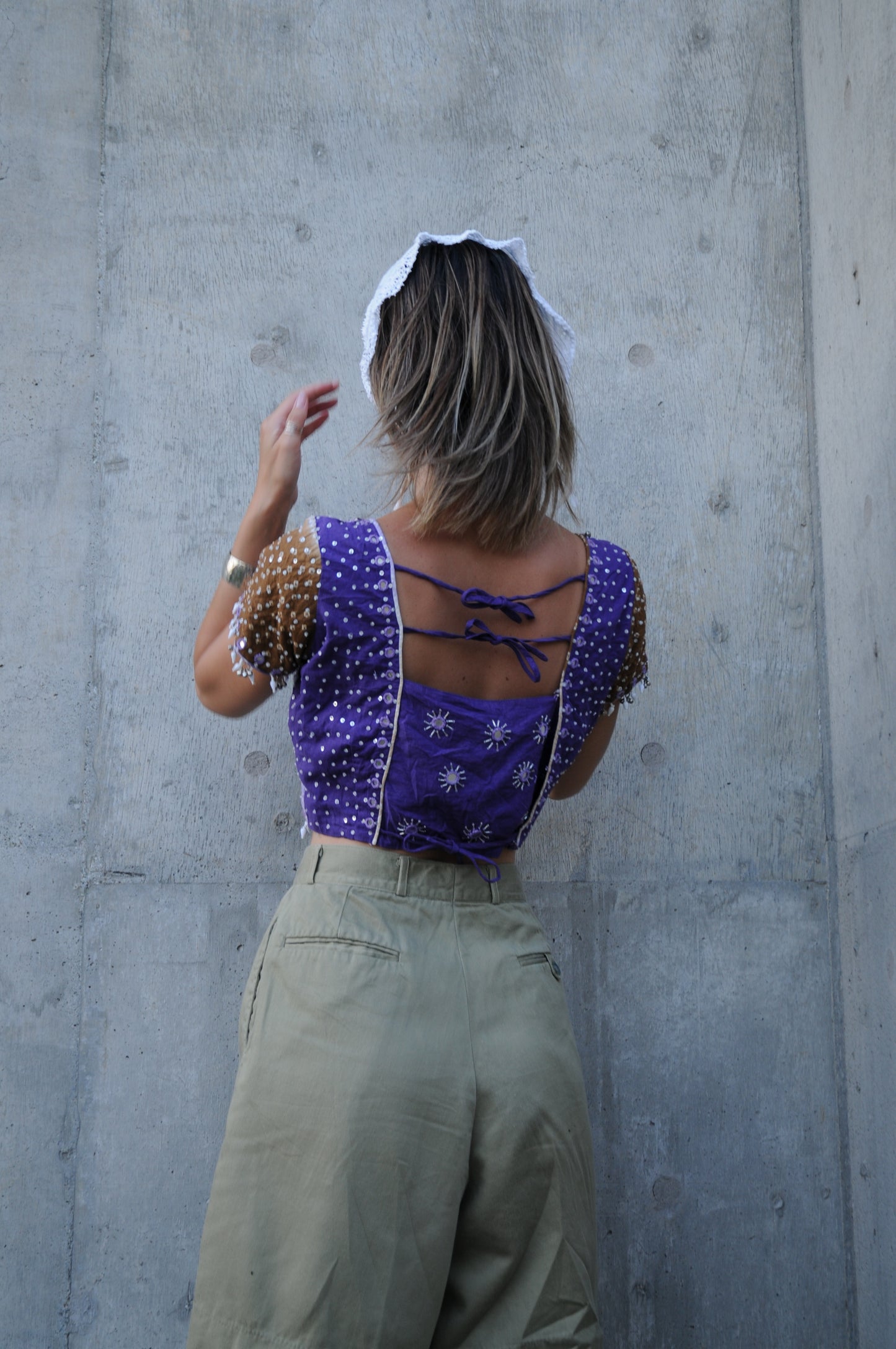 Vintage beaded blouse/PURPLE