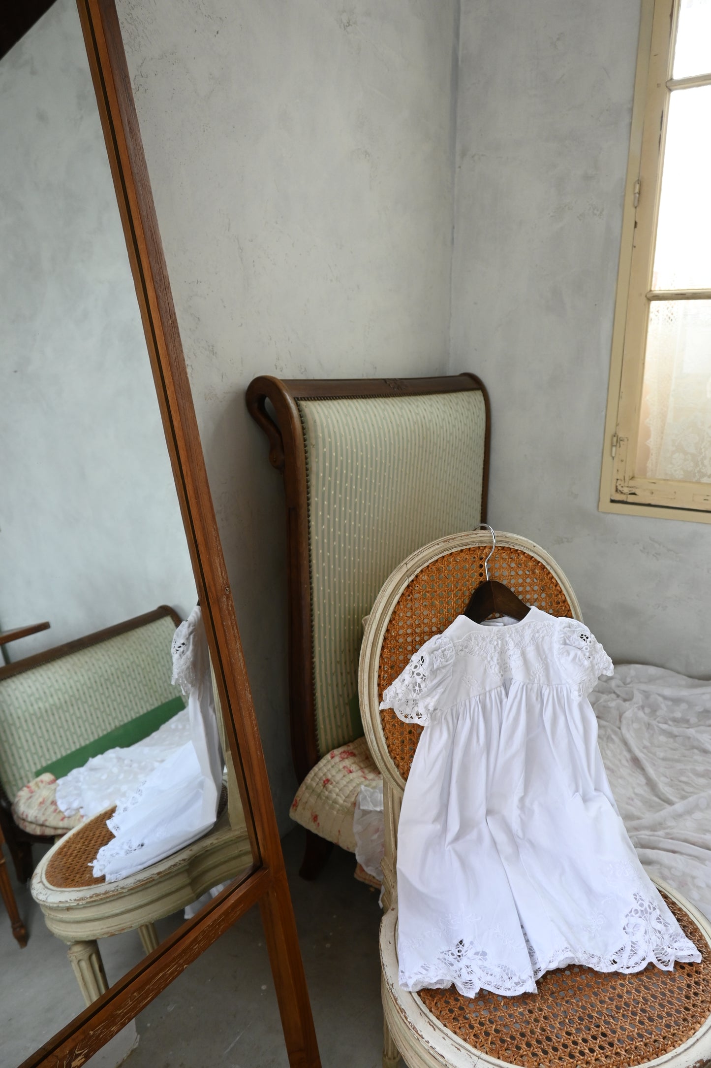 BABY Cotton lace dress/WHITE