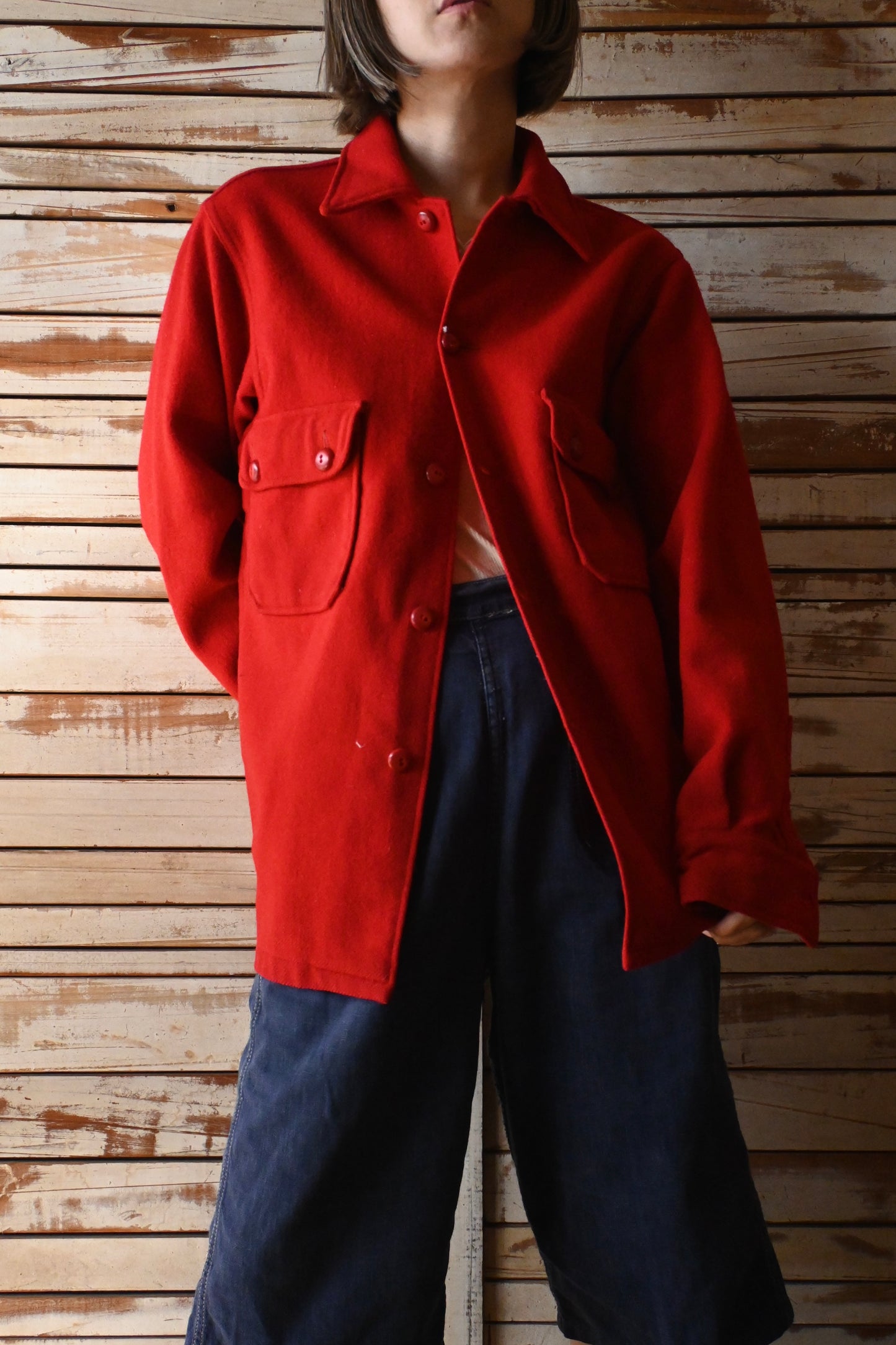 50's-60's BOY SCOUTS OF AMERICA wool shirt/RED