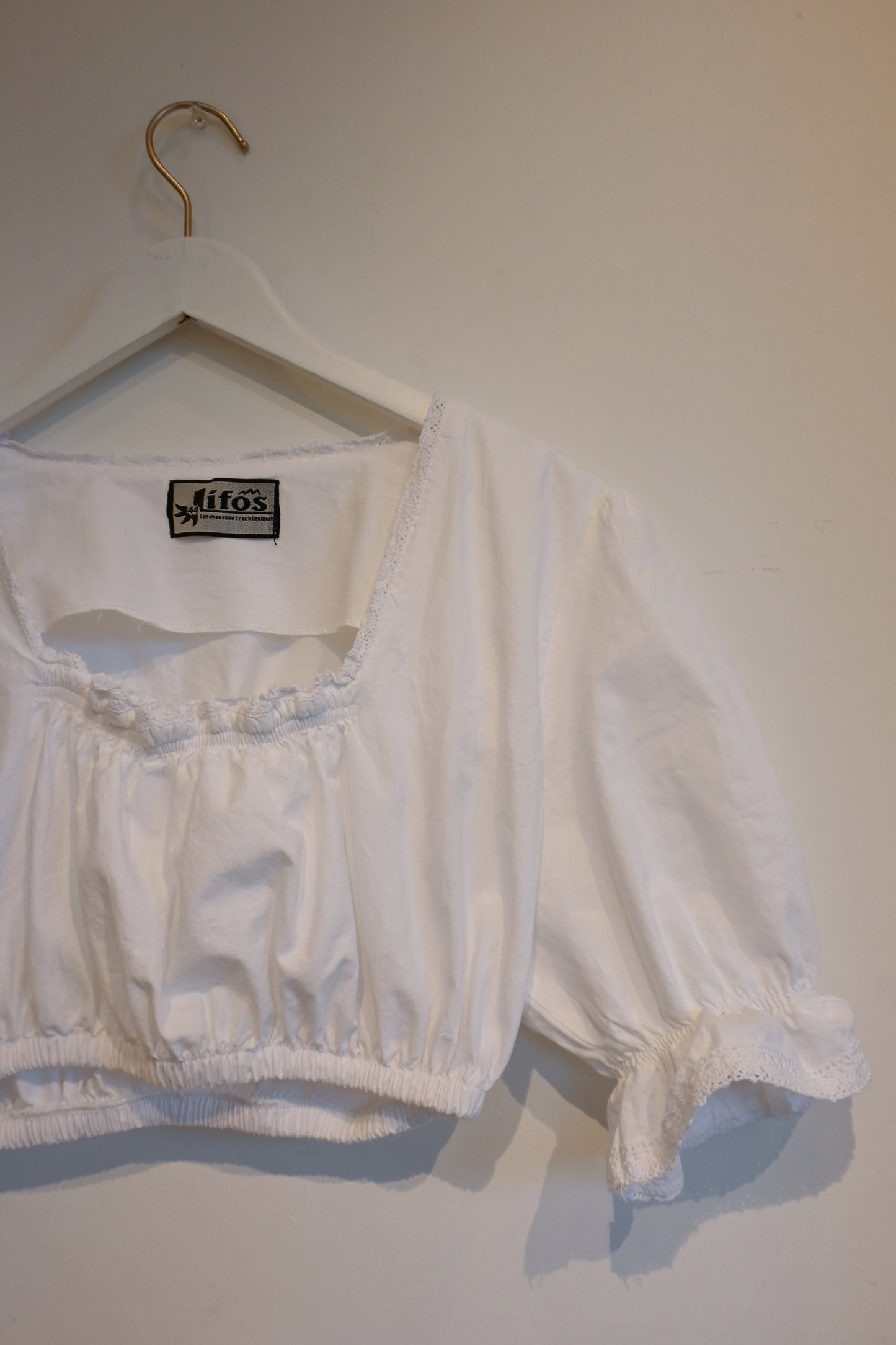 EURO Cotton cropped blouse/WHITE