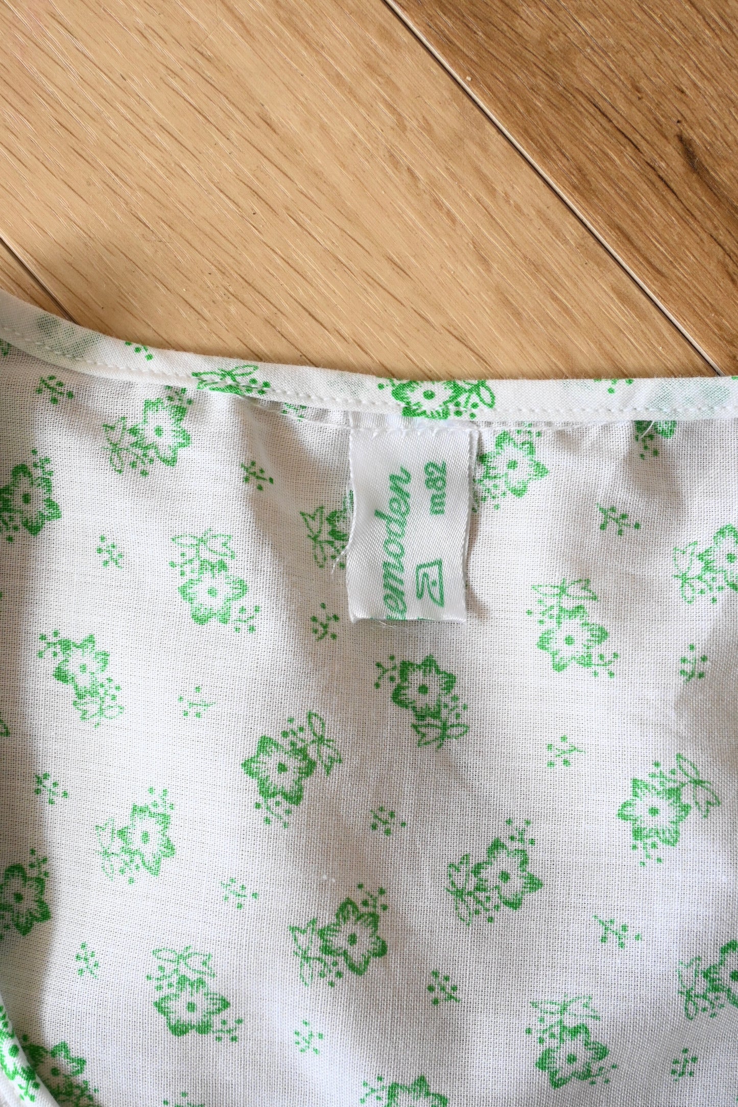 70's DEADSTOCK Floral print night wear set/WHITE×GREEN