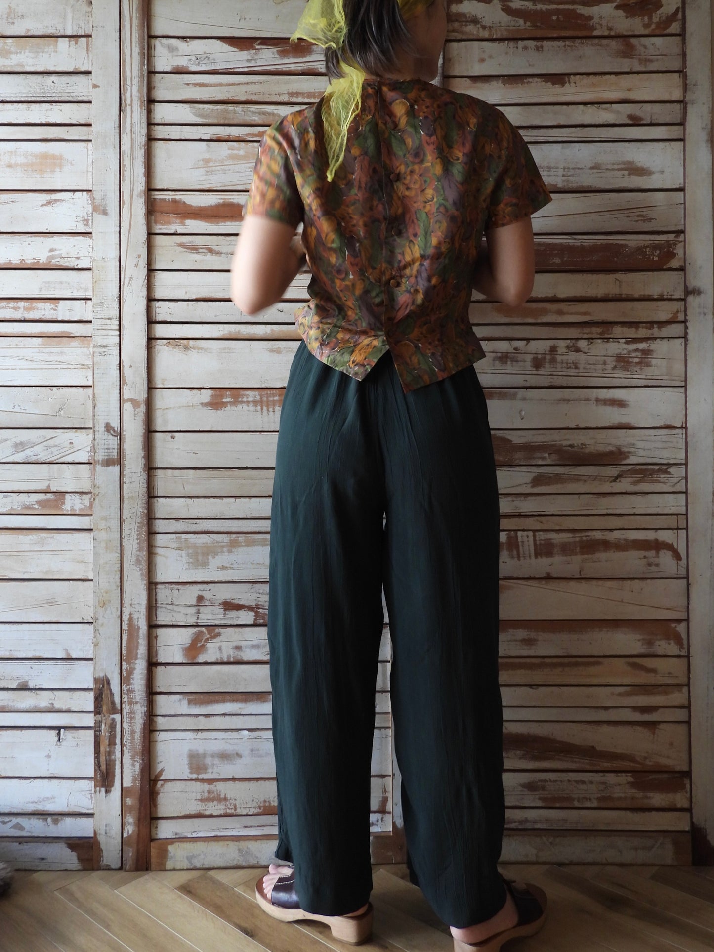 Feather pattern blouse/BROWN