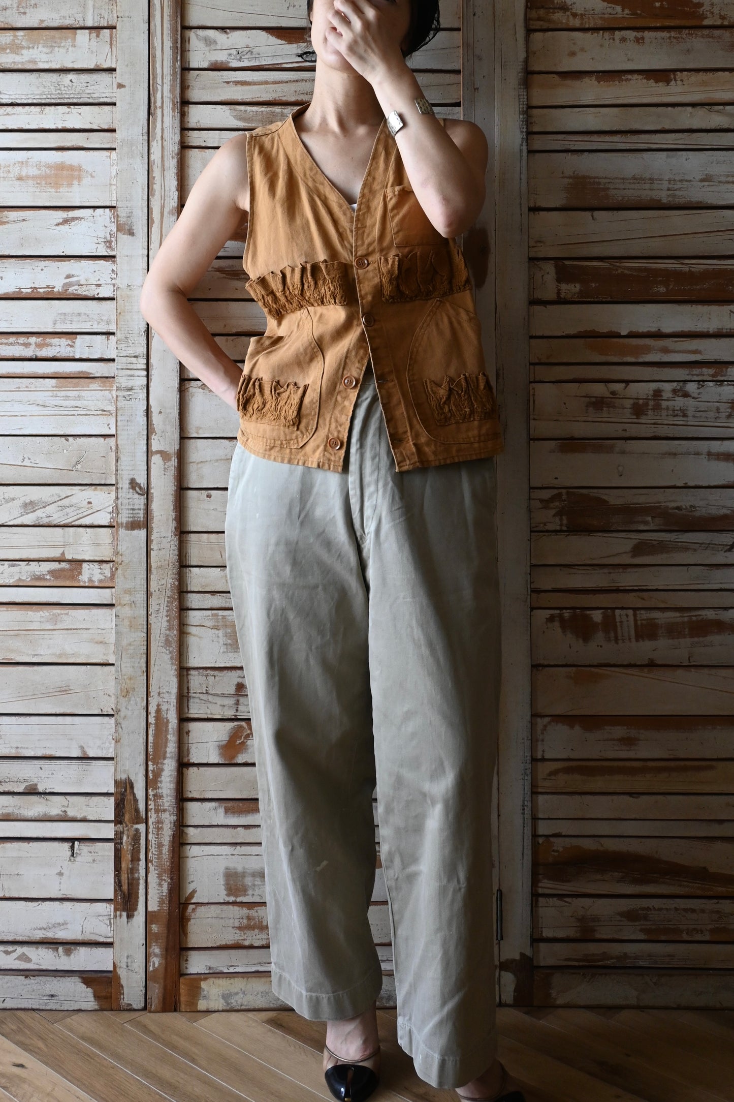 70's Hunting vest/MUSTARD