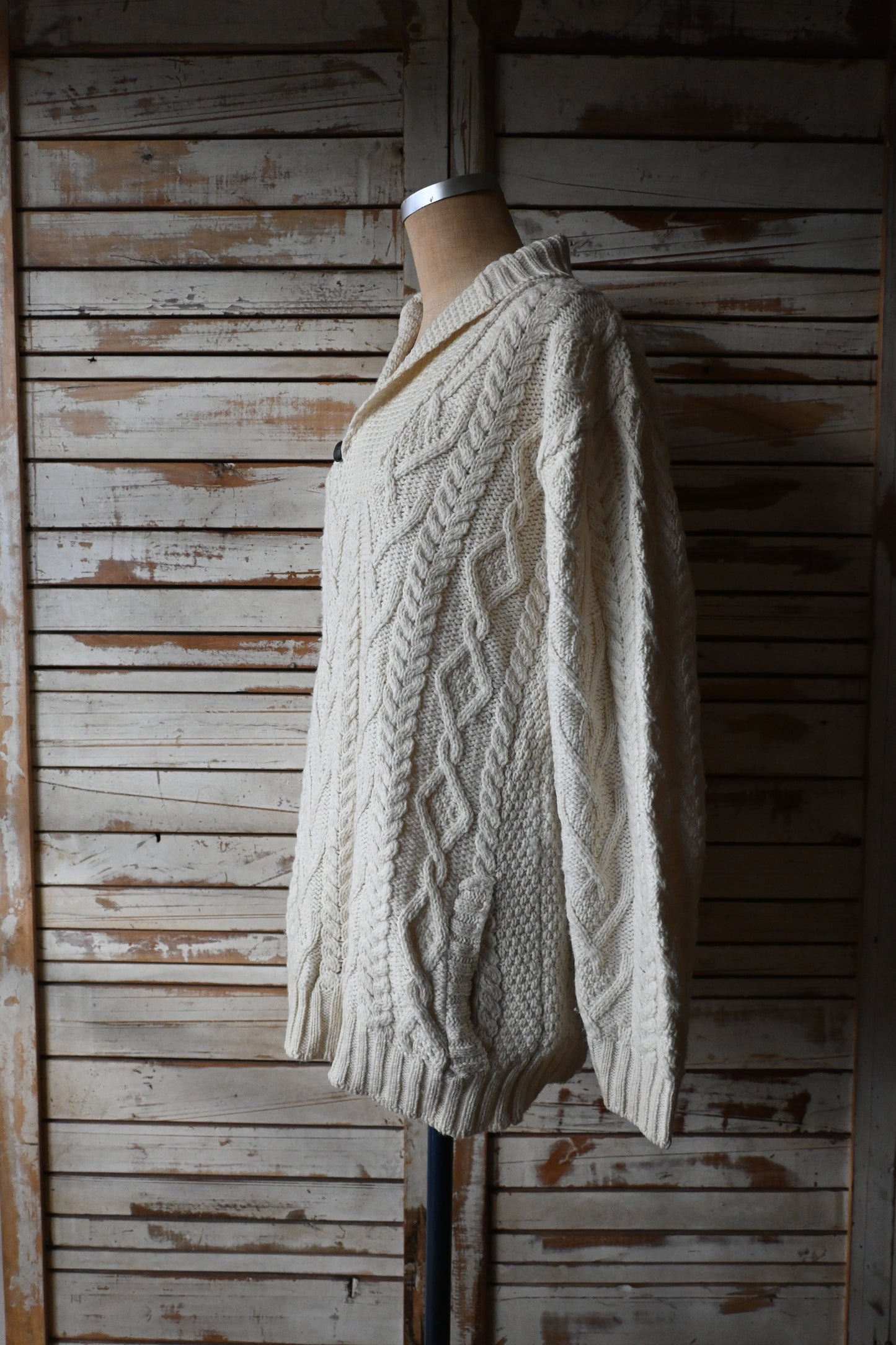 Aran knit sweater/IVORY