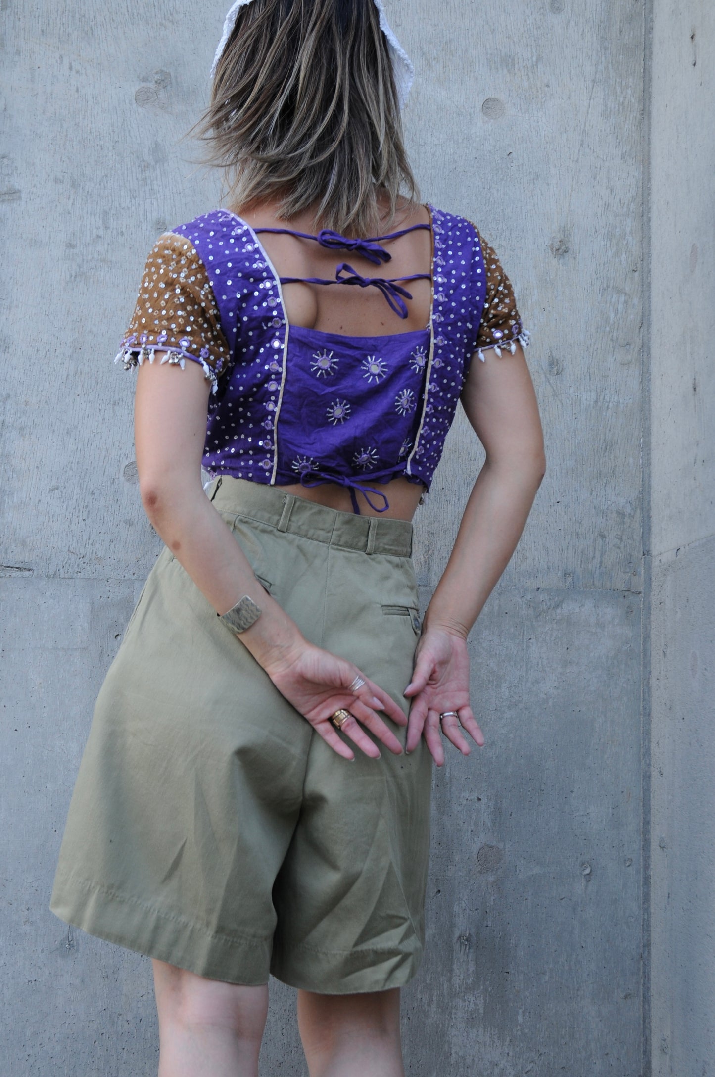 Vintage beaded blouse/PURPLE