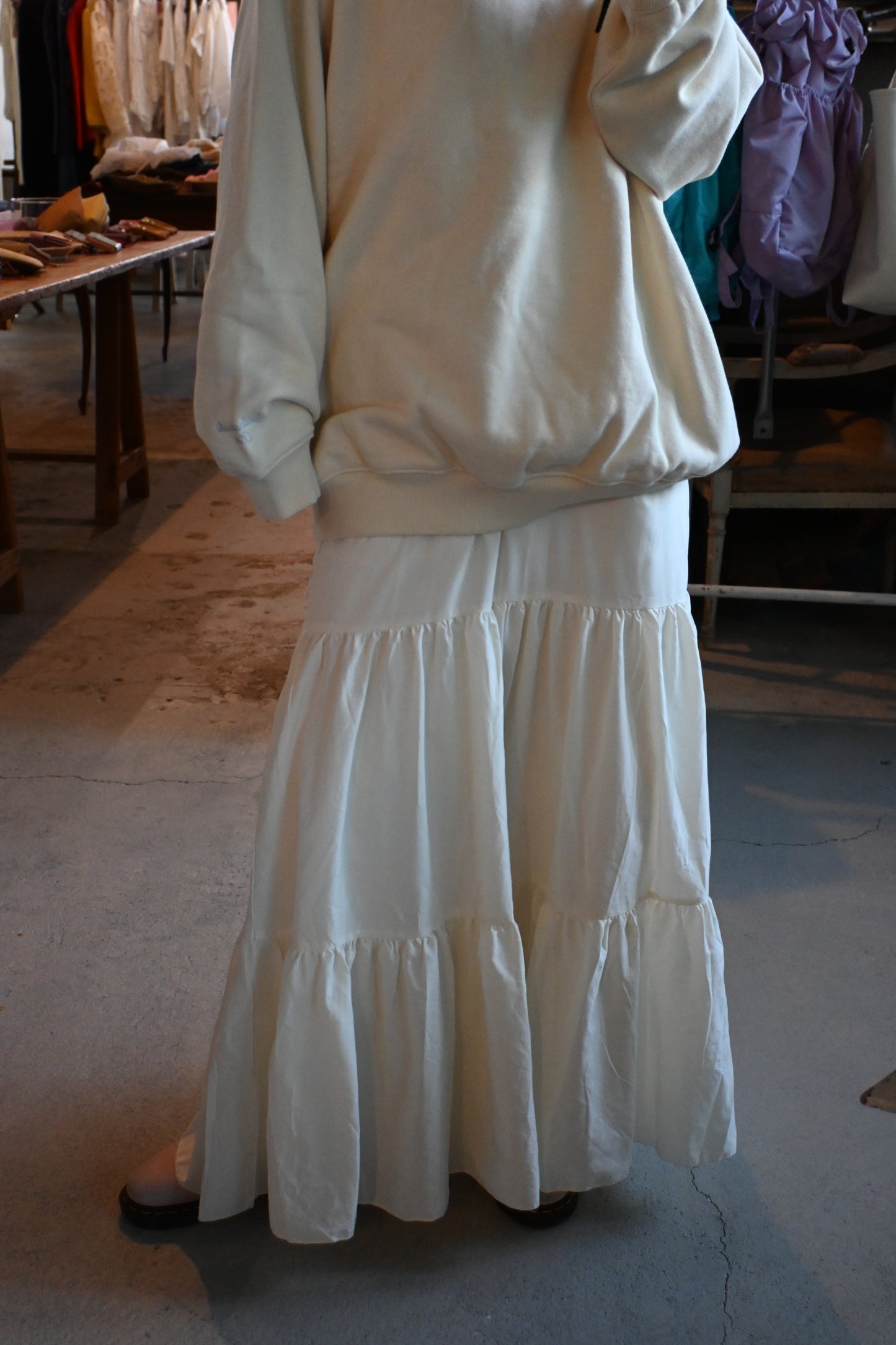 Ruffle sleeve dress/IVORY