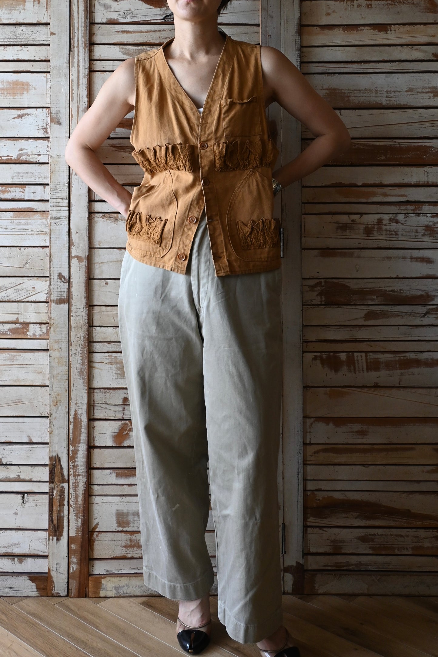 70's Hunting vest/MUSTARD