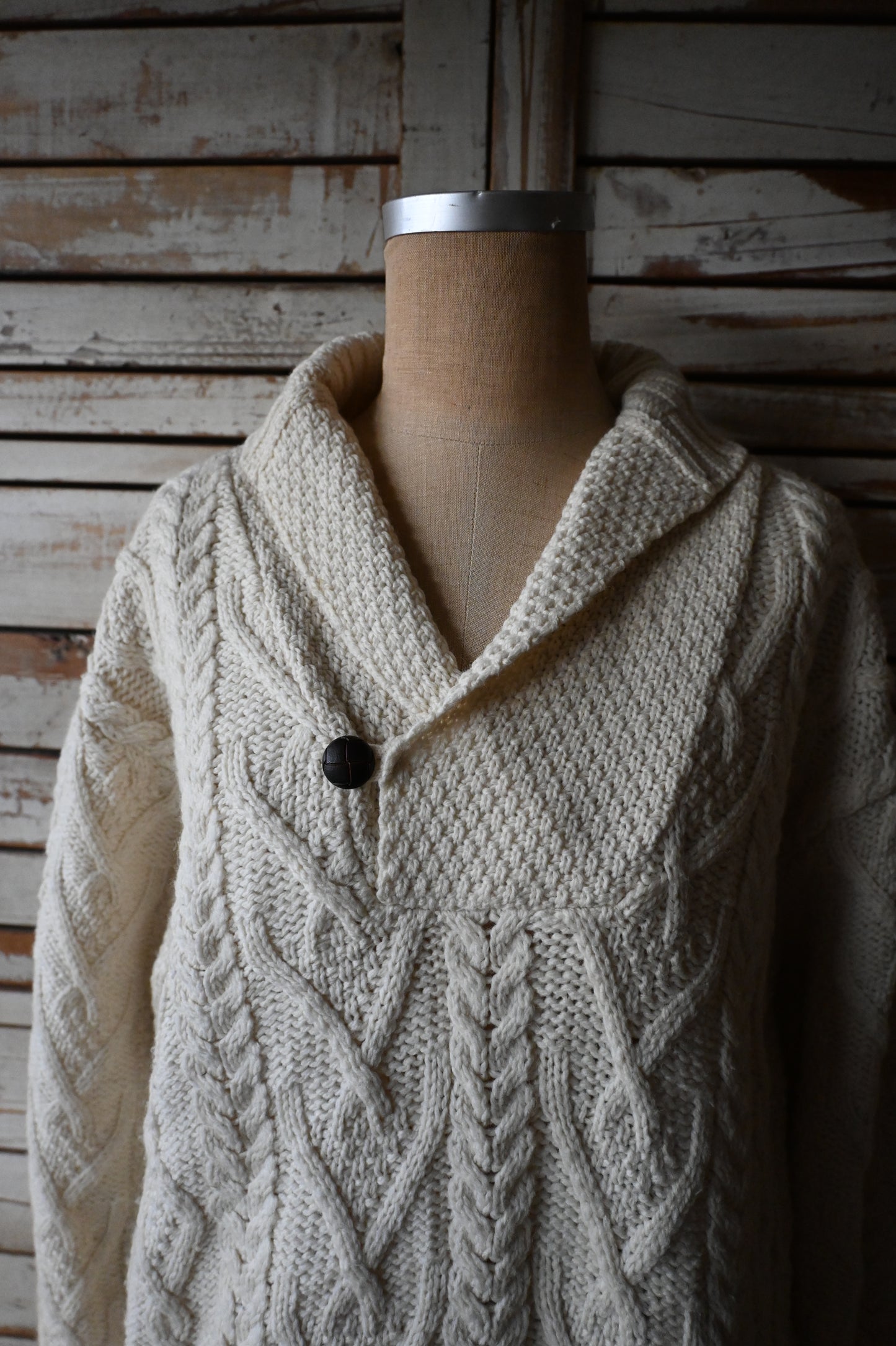 Aran knit sweater/IVORY