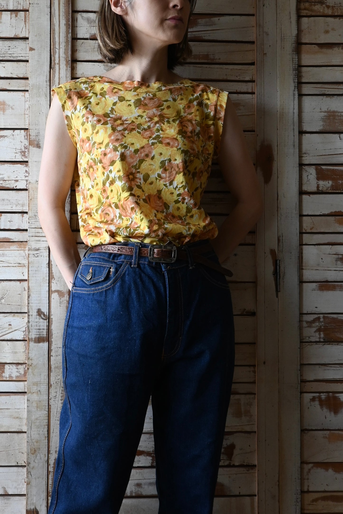 Flower pattern dress/YELLOW