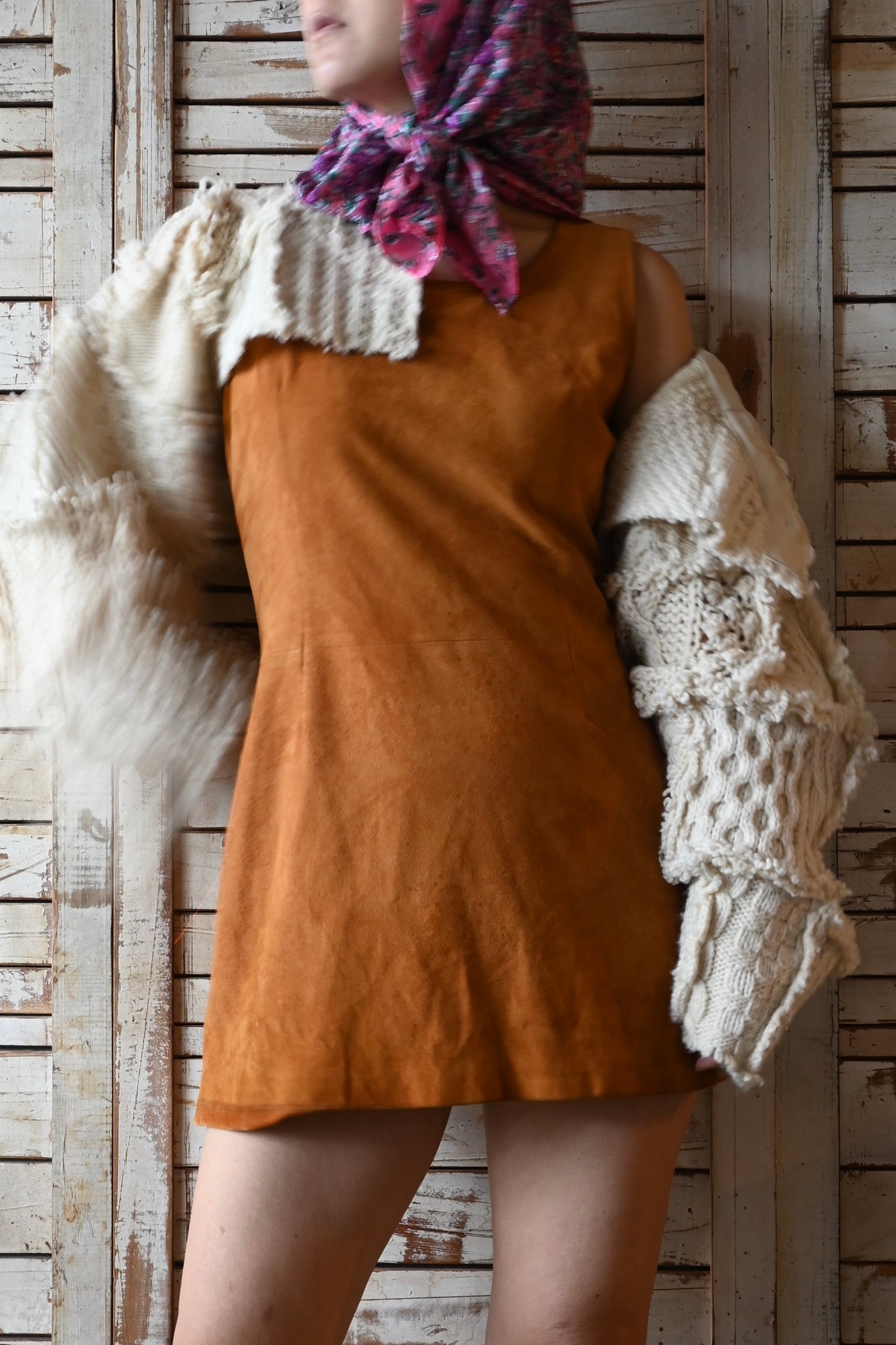 N/S suede mini dress/CAMEL