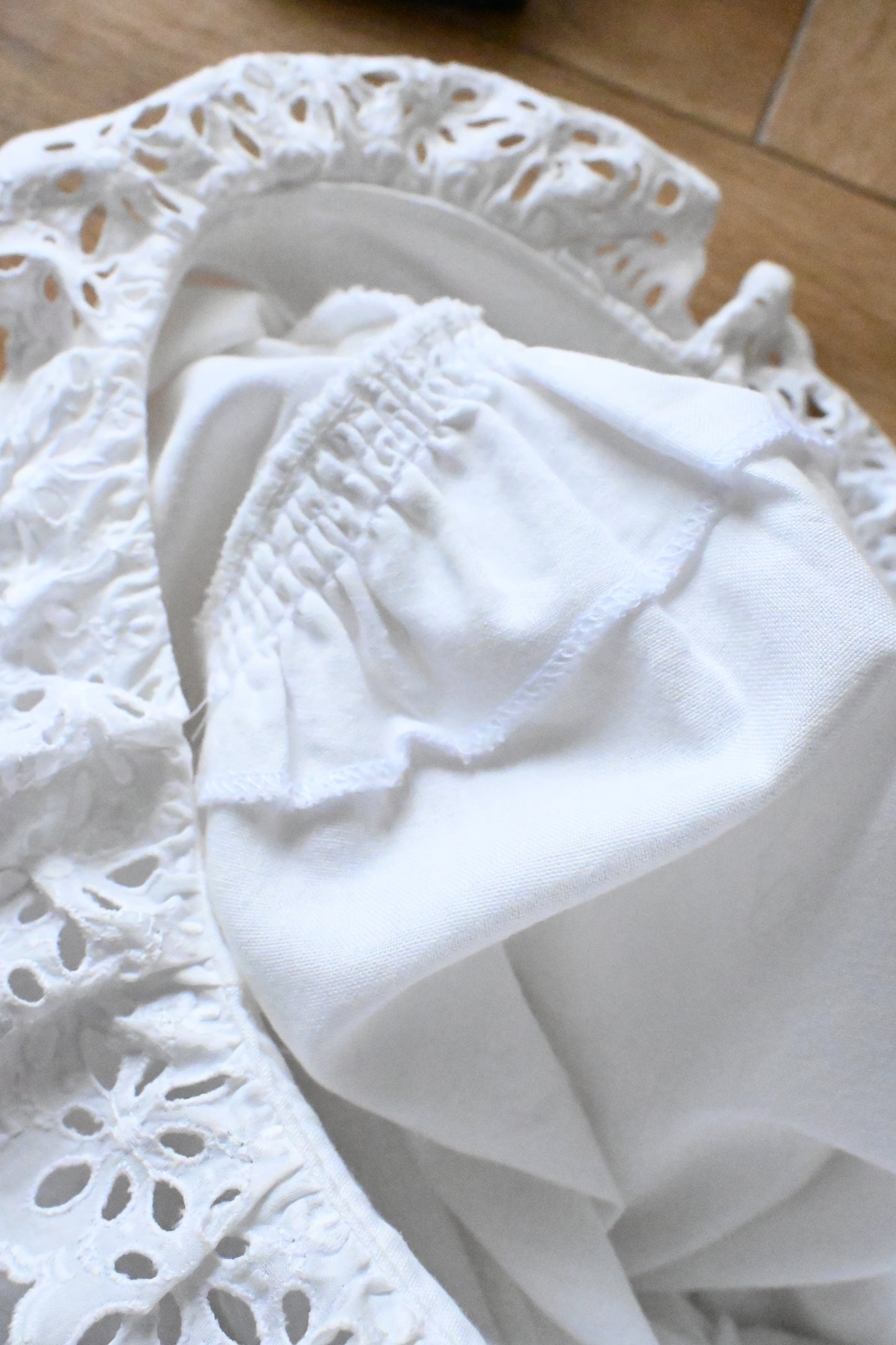 EURO Vintage cutwork cotton blouse/WHITE