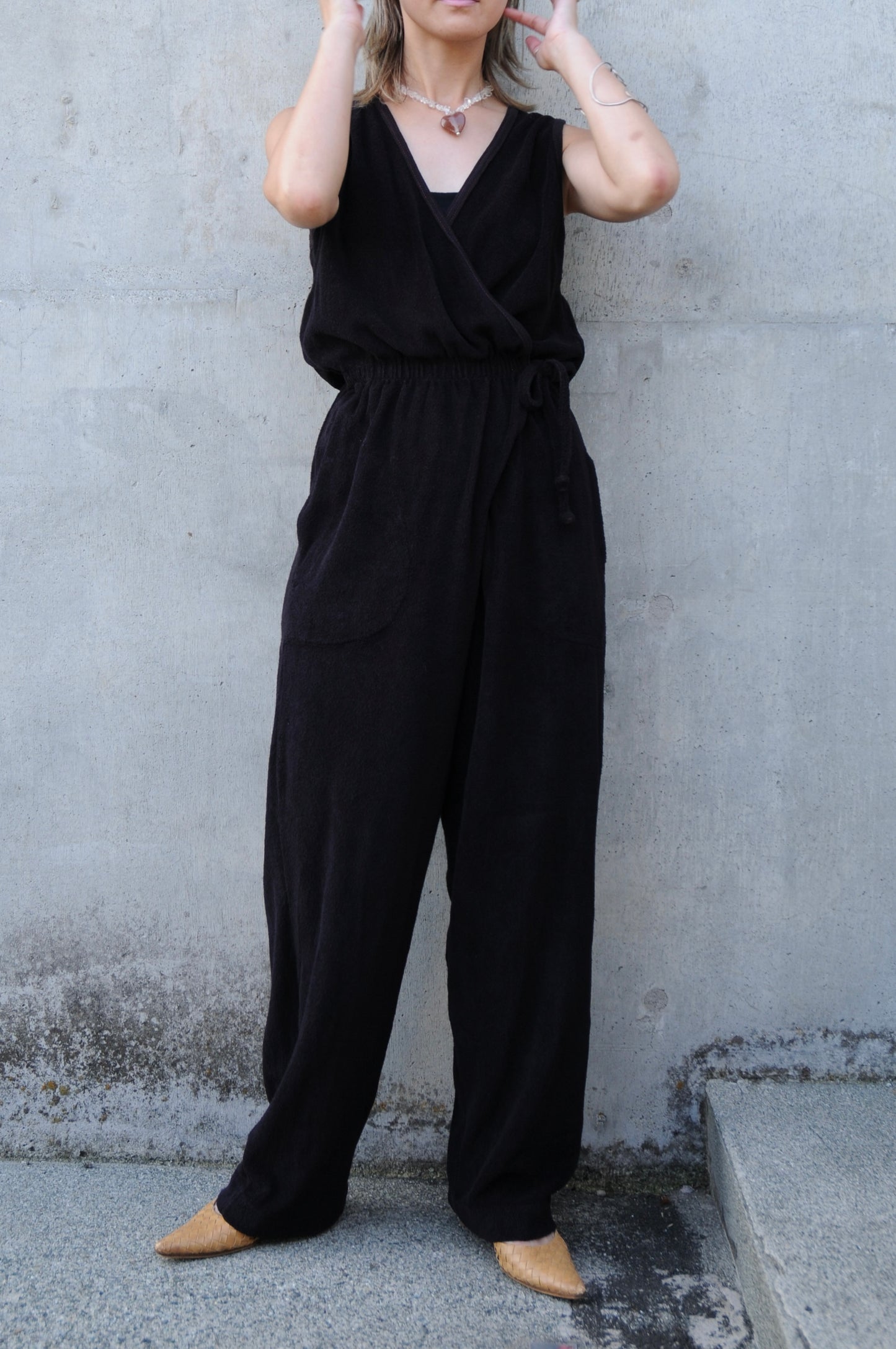 80's N/S Pile jumpsuit/BLACK