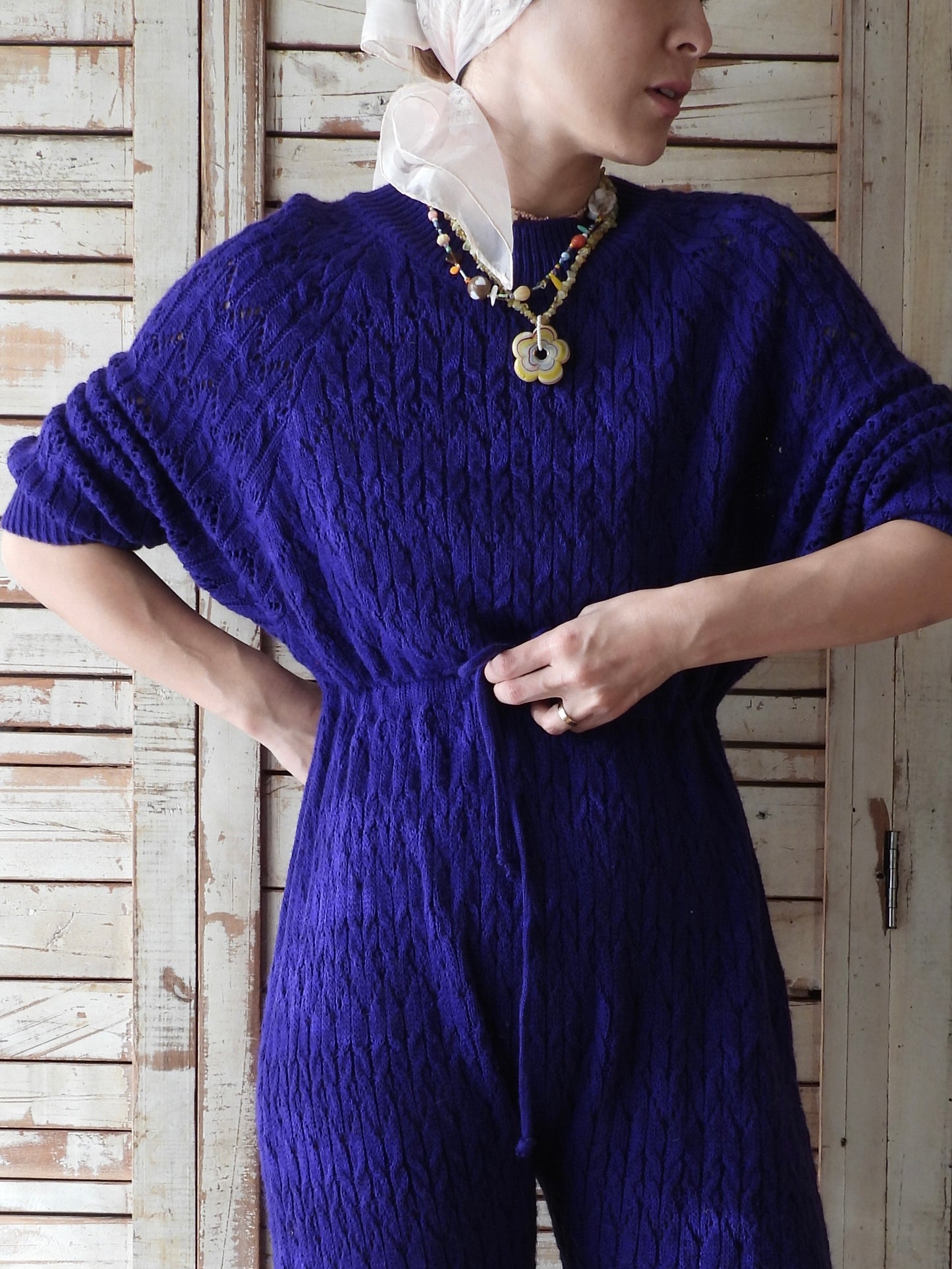 L/S knit jumpsuit/PURPLE