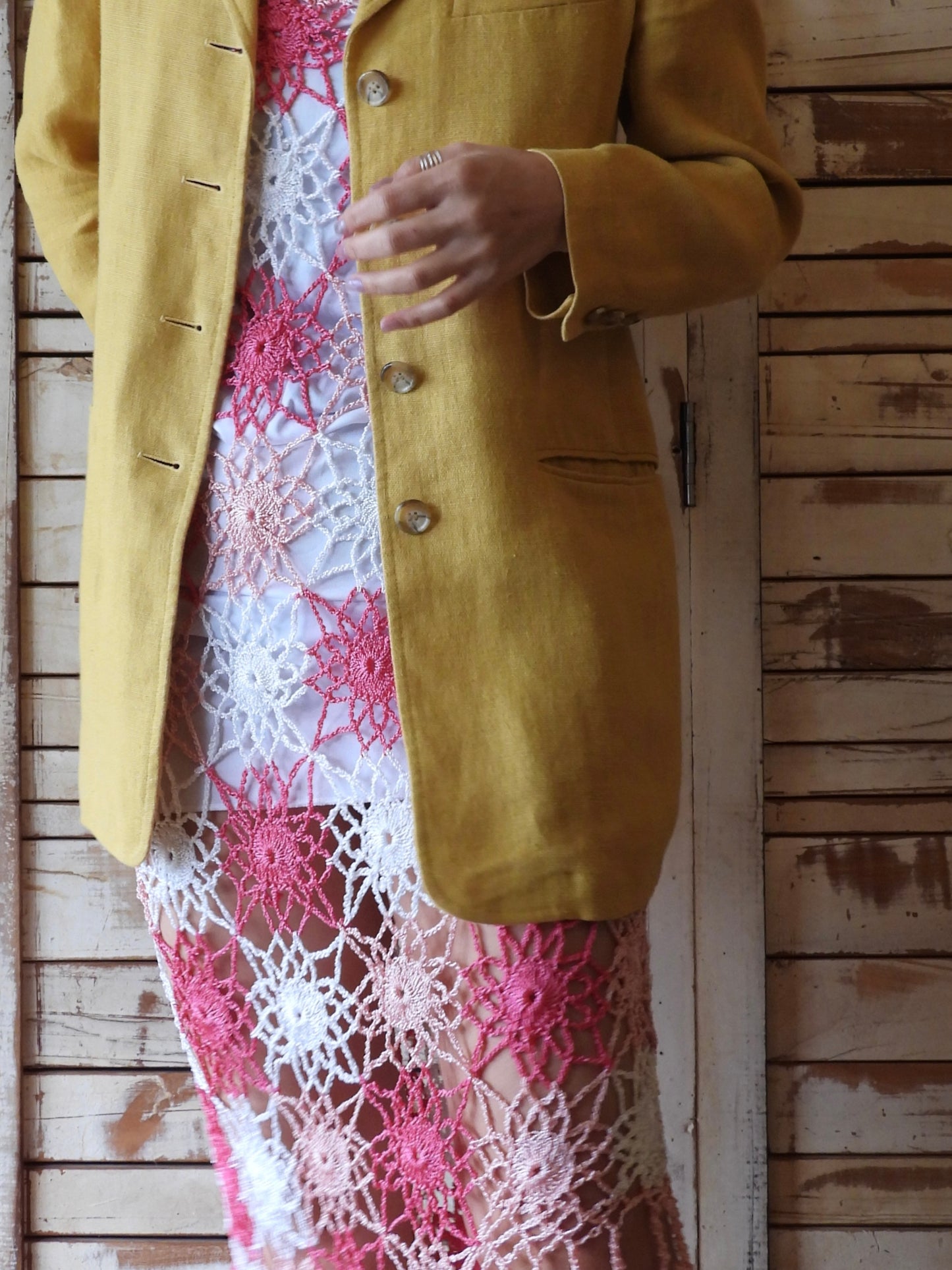 90's DKNY Linen jacket/MUSTARD