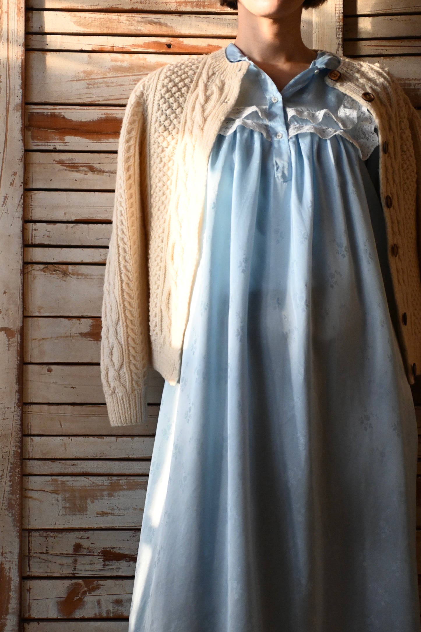 Blue satin night dress/L.BLUE