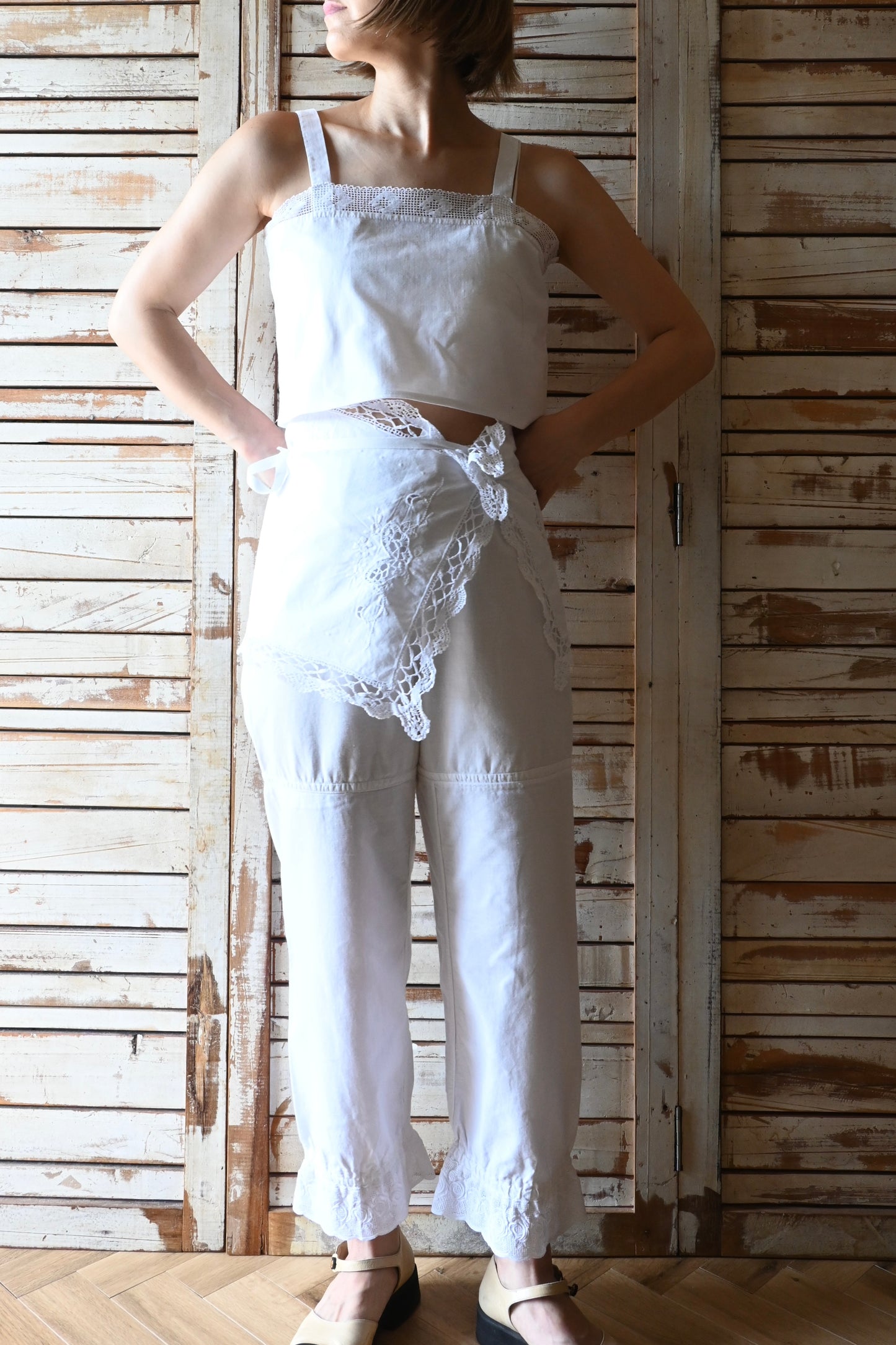 Cotton lace cami top/PONMOSIR