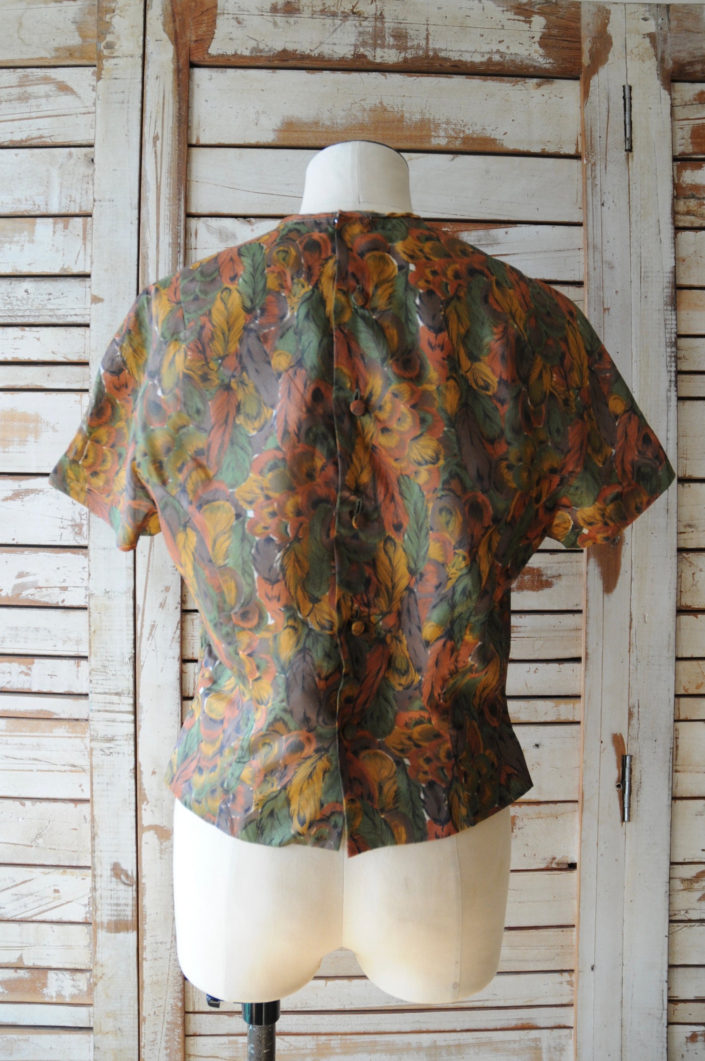 Feather pattern blouse/BROWN