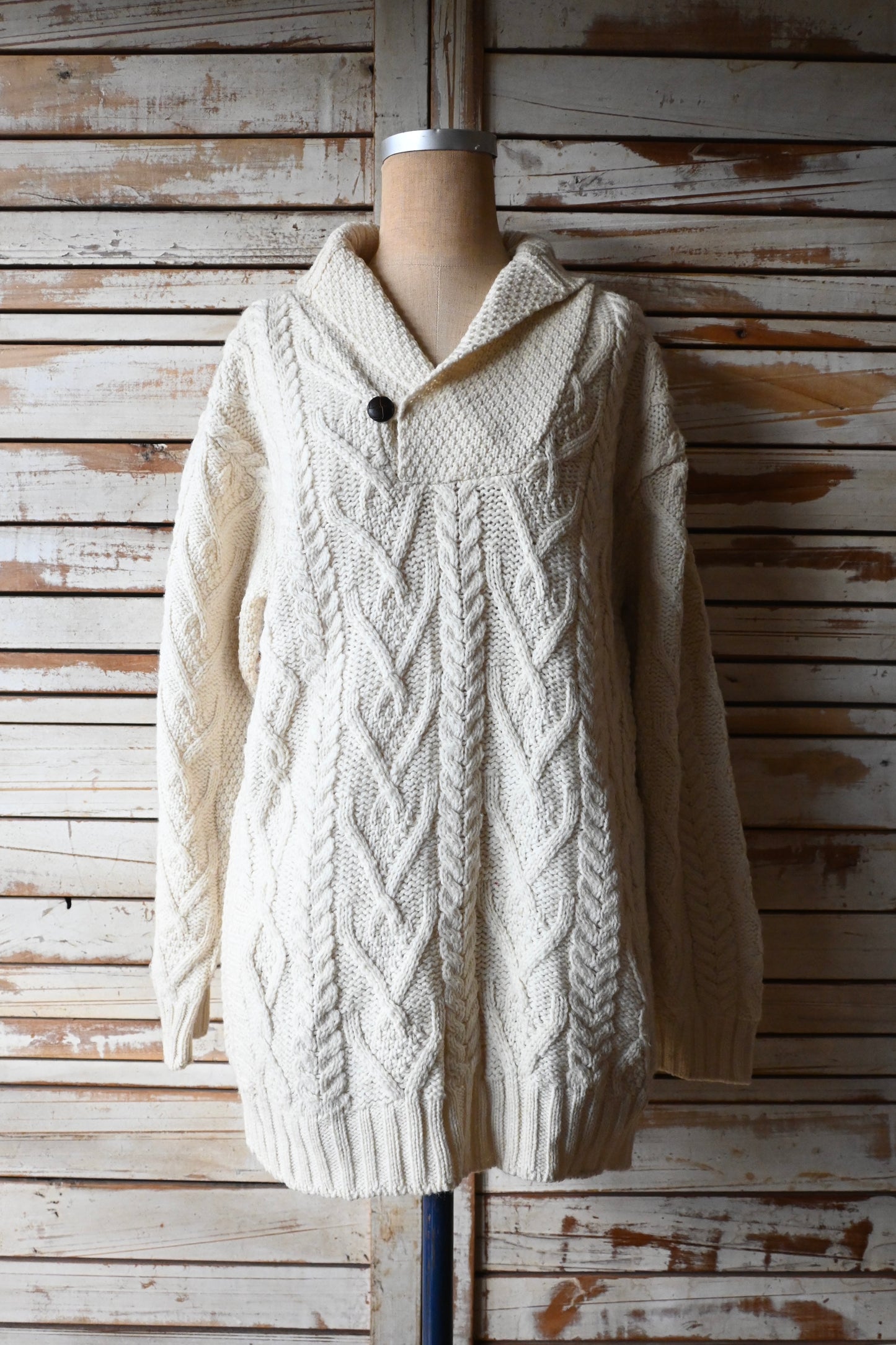Aran knit sweater/IVORY