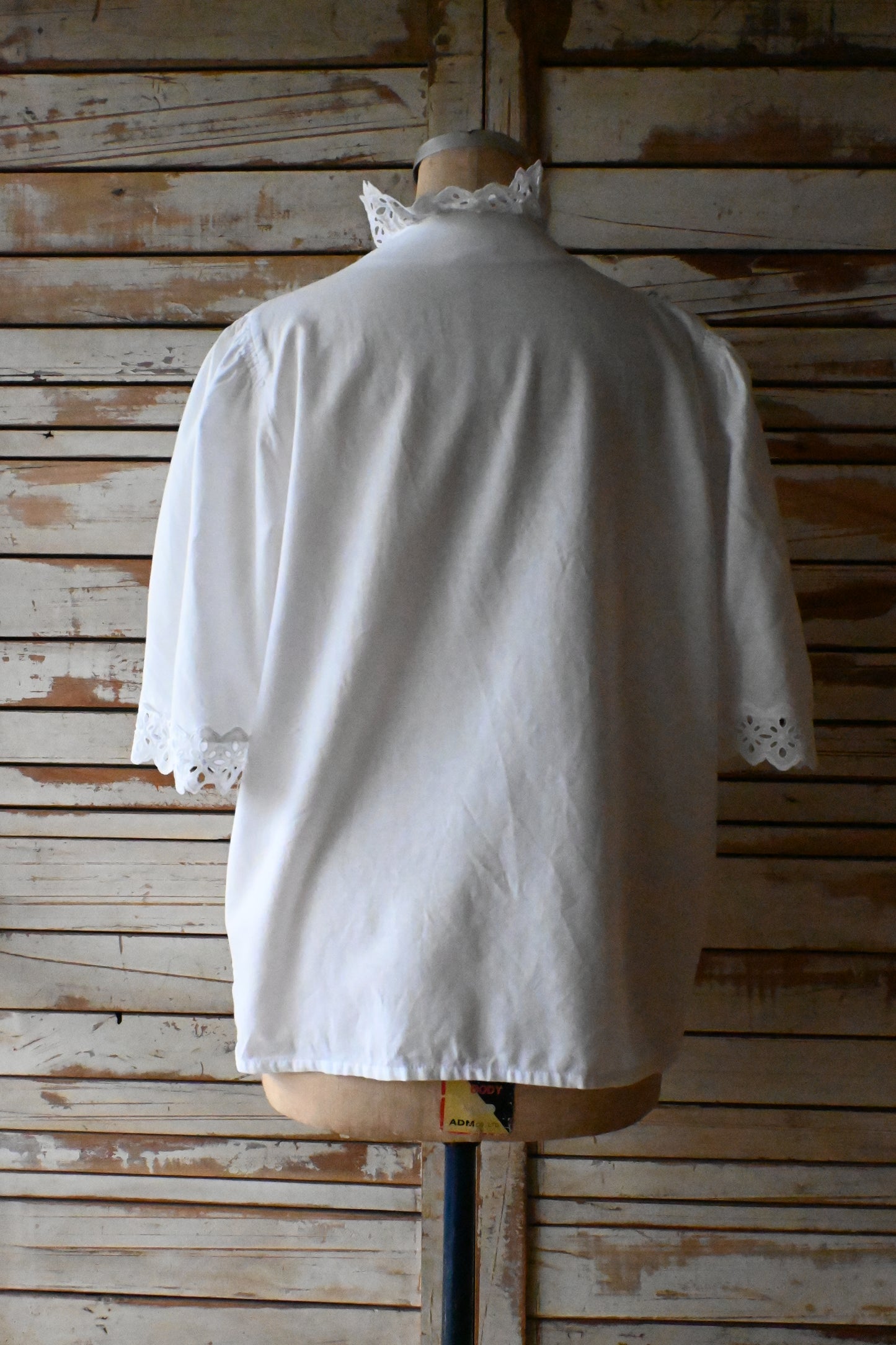 EURO Vintage cutwork cotton blouse/WHITE