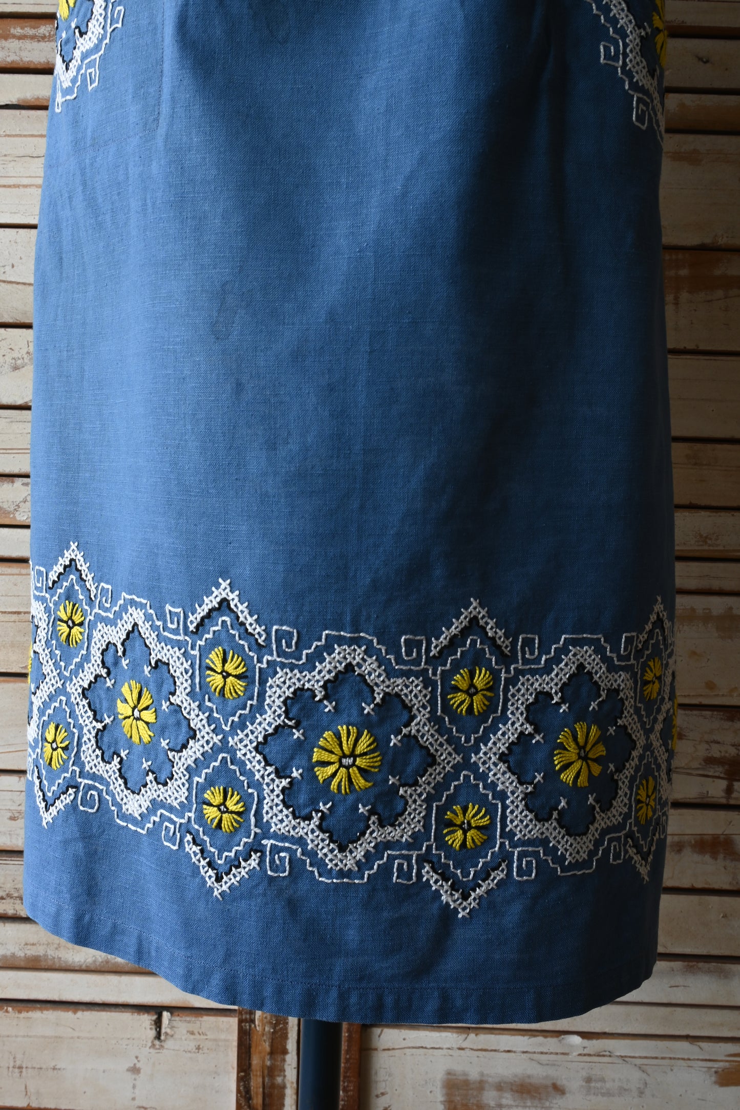 EURO Embroidery apron/BLUE GREY