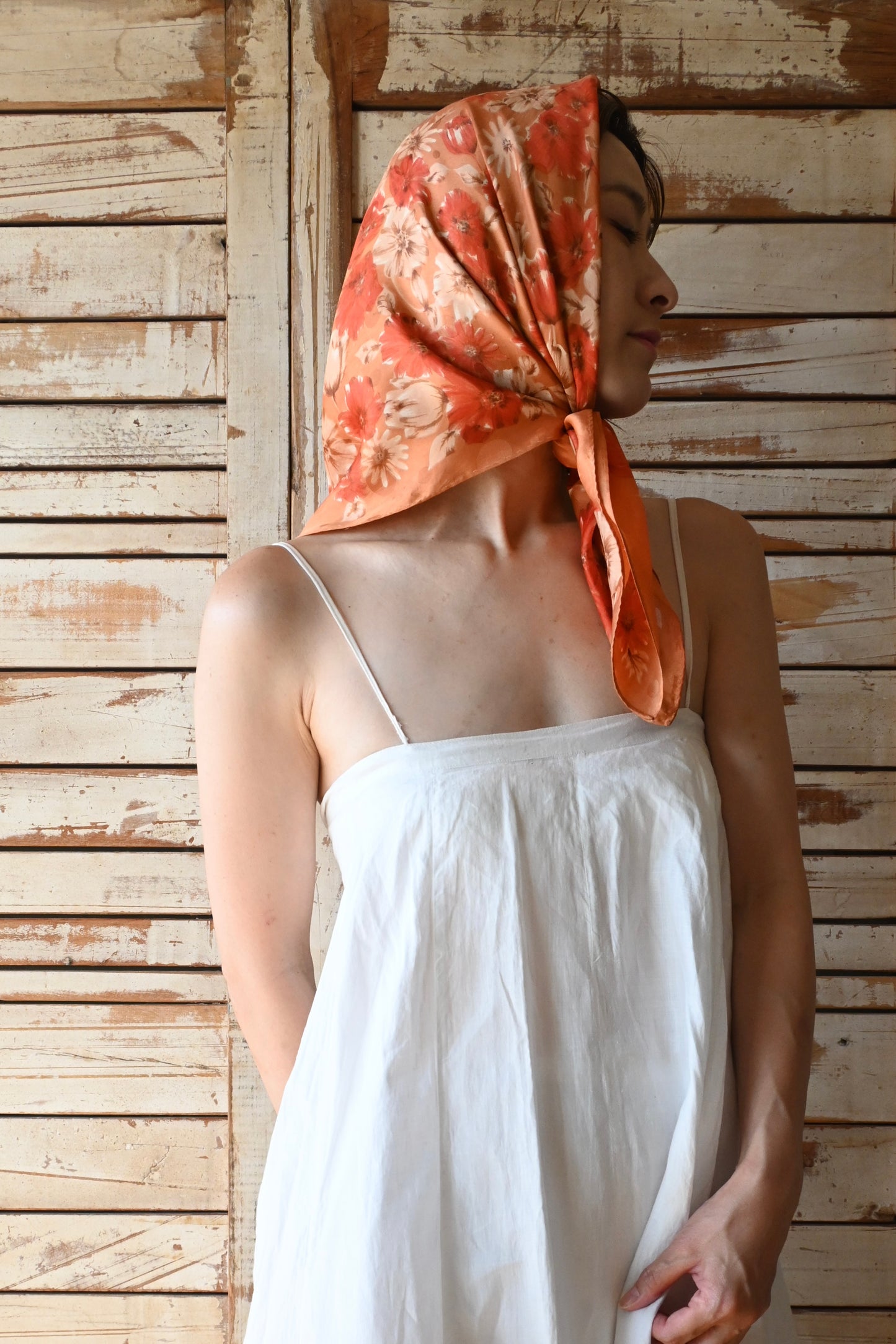 Vintage floral scarf/ORANGE