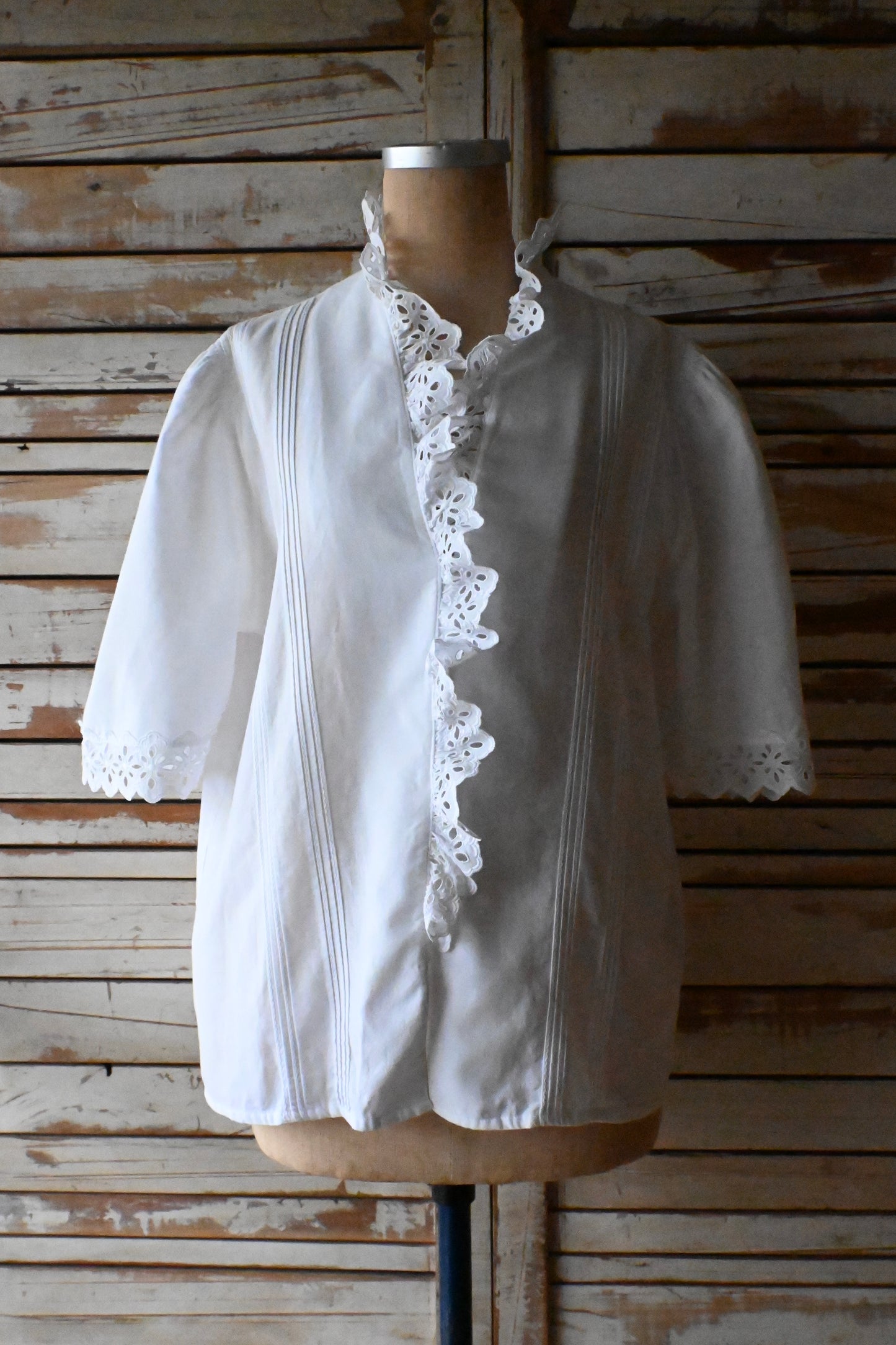 EURO Vintage cutwork cotton blouse/WHITE