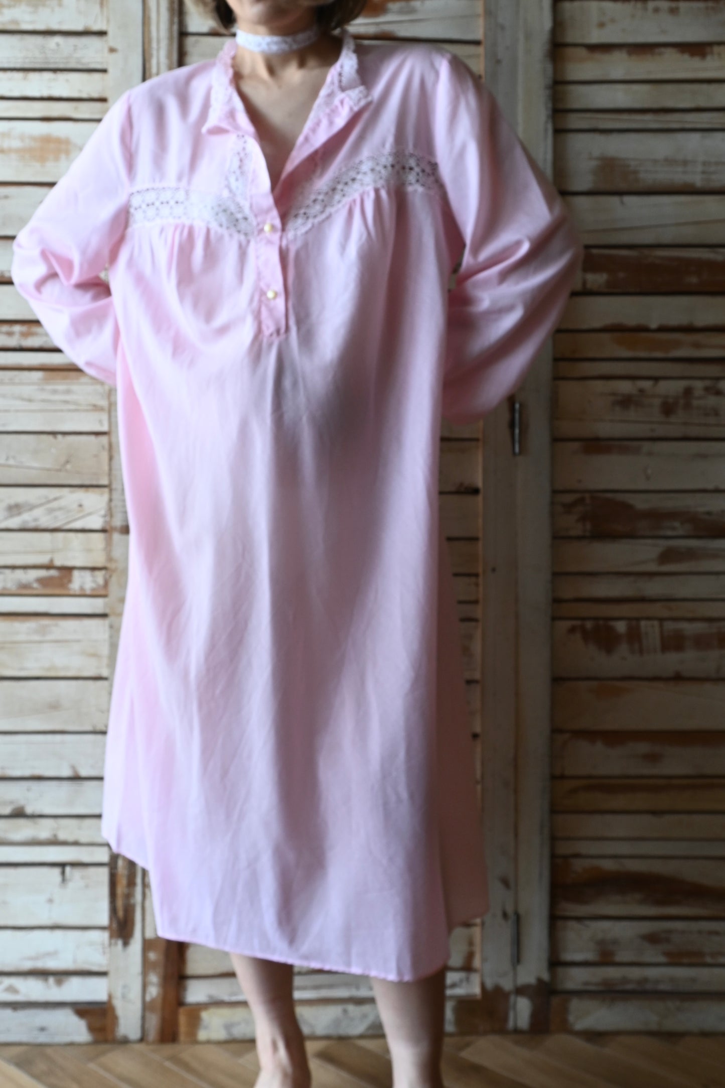 Vintage cotton lace dress/PINK