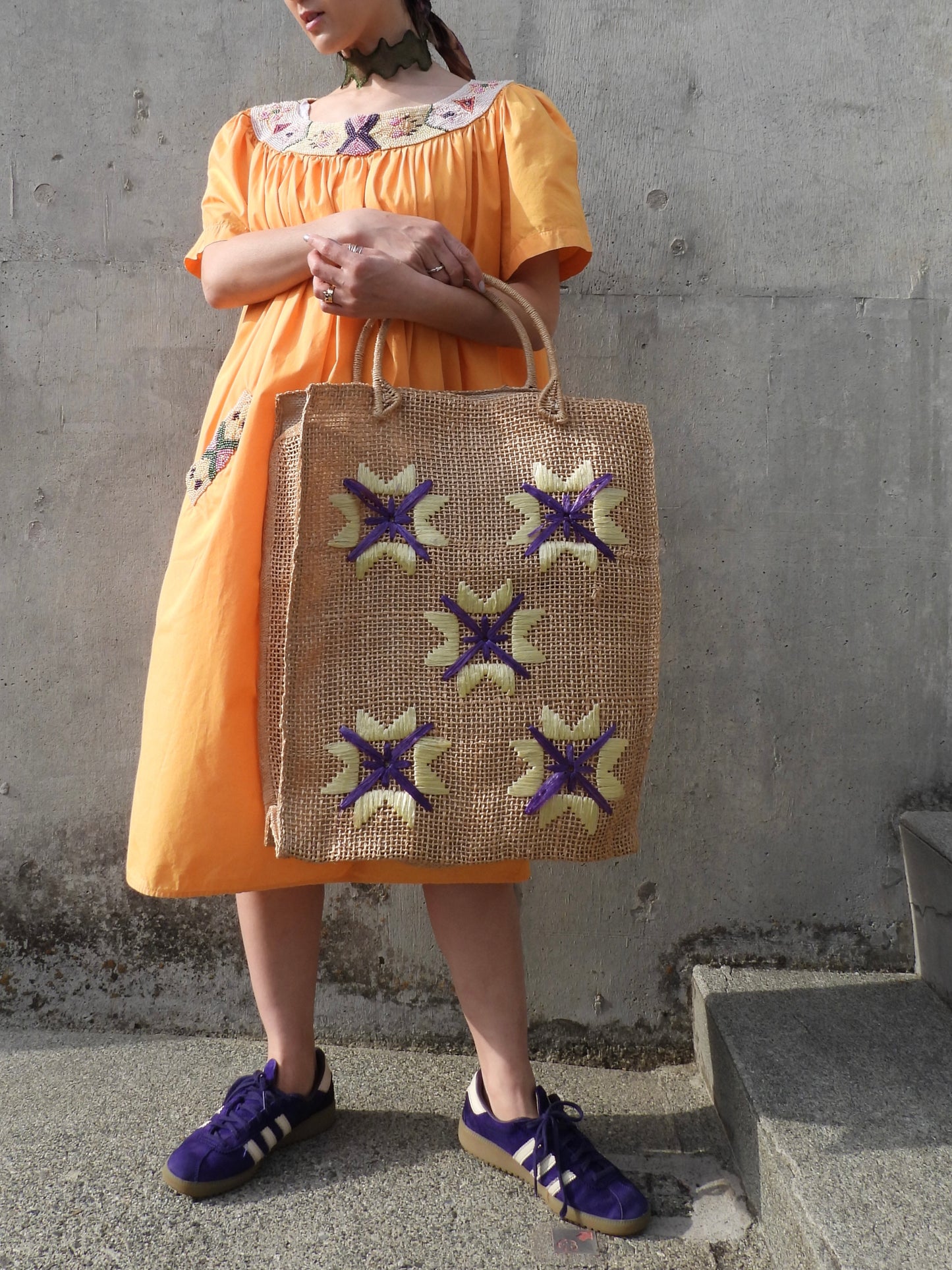 Jute big totobag/YEL×PUR