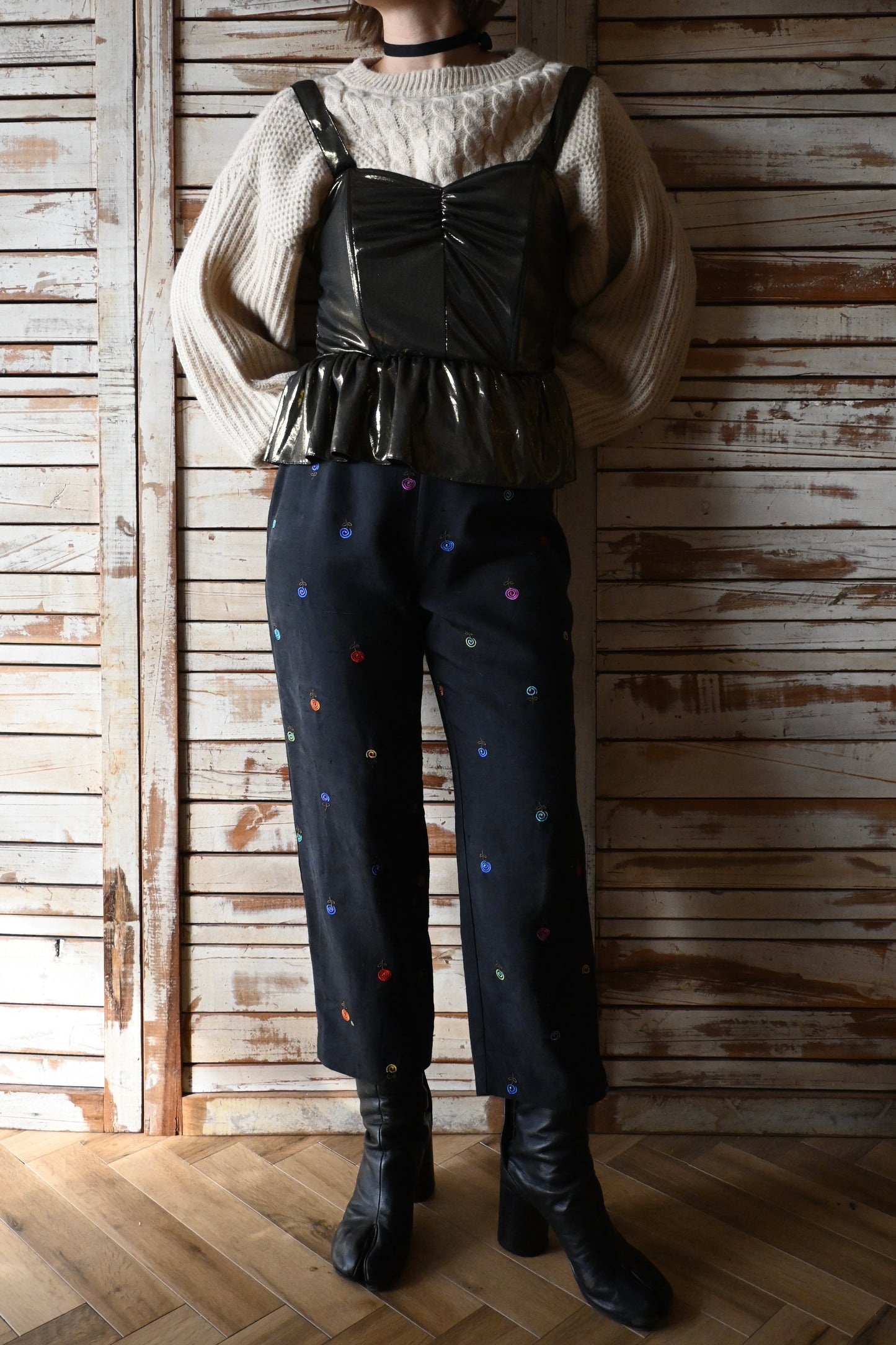 Metallic bustier top/BLACK