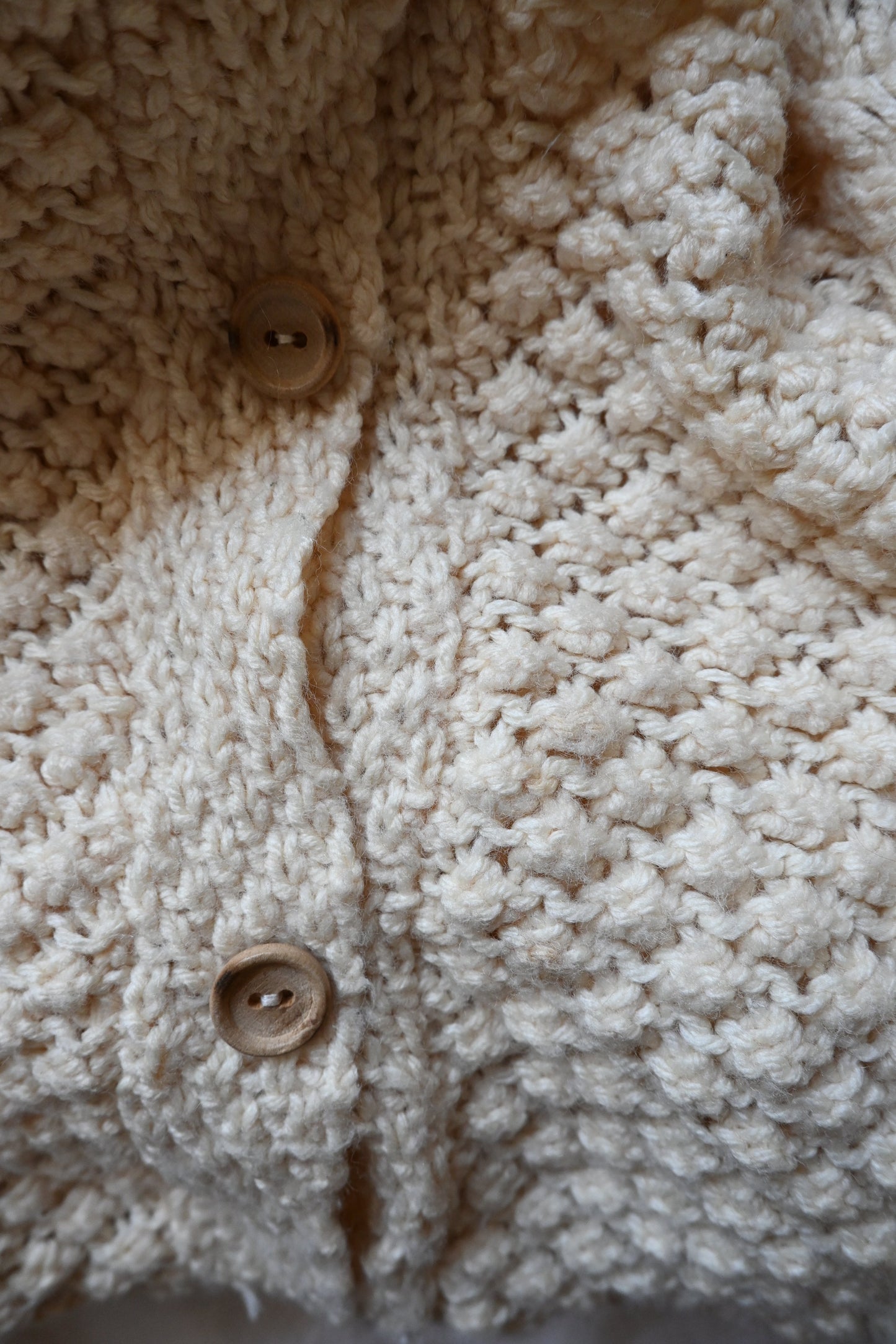 Fisherman knit cardigan/IVORY