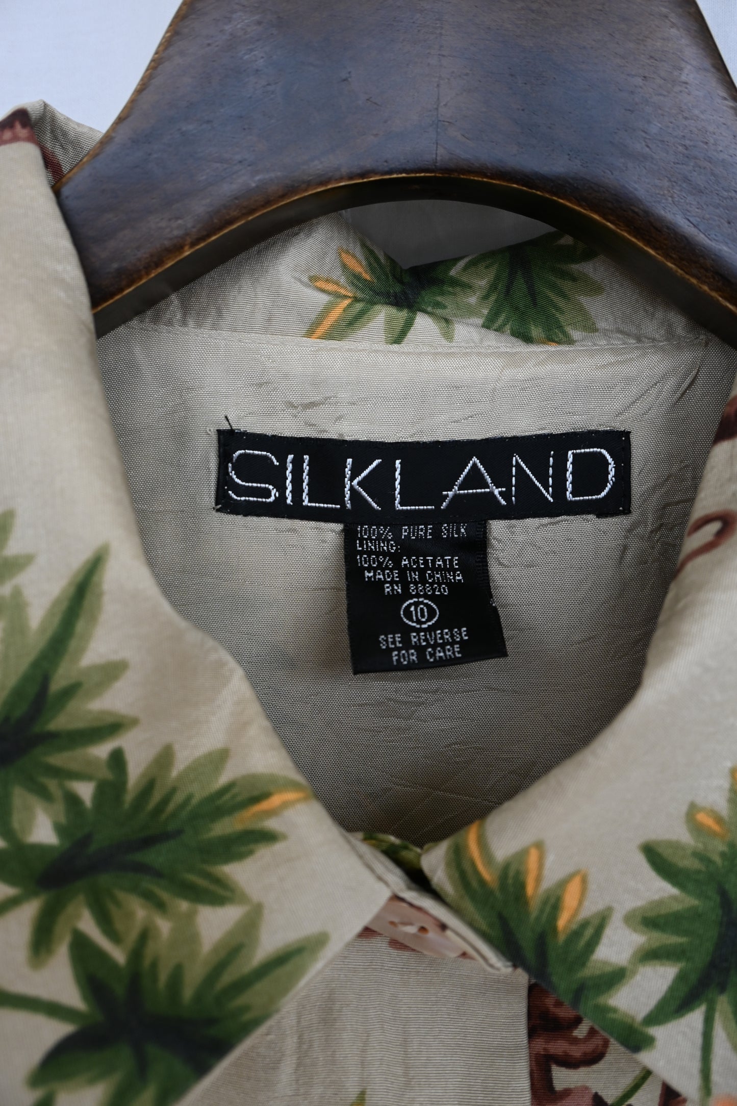 Monkey pattern silk jacket/BEIGE