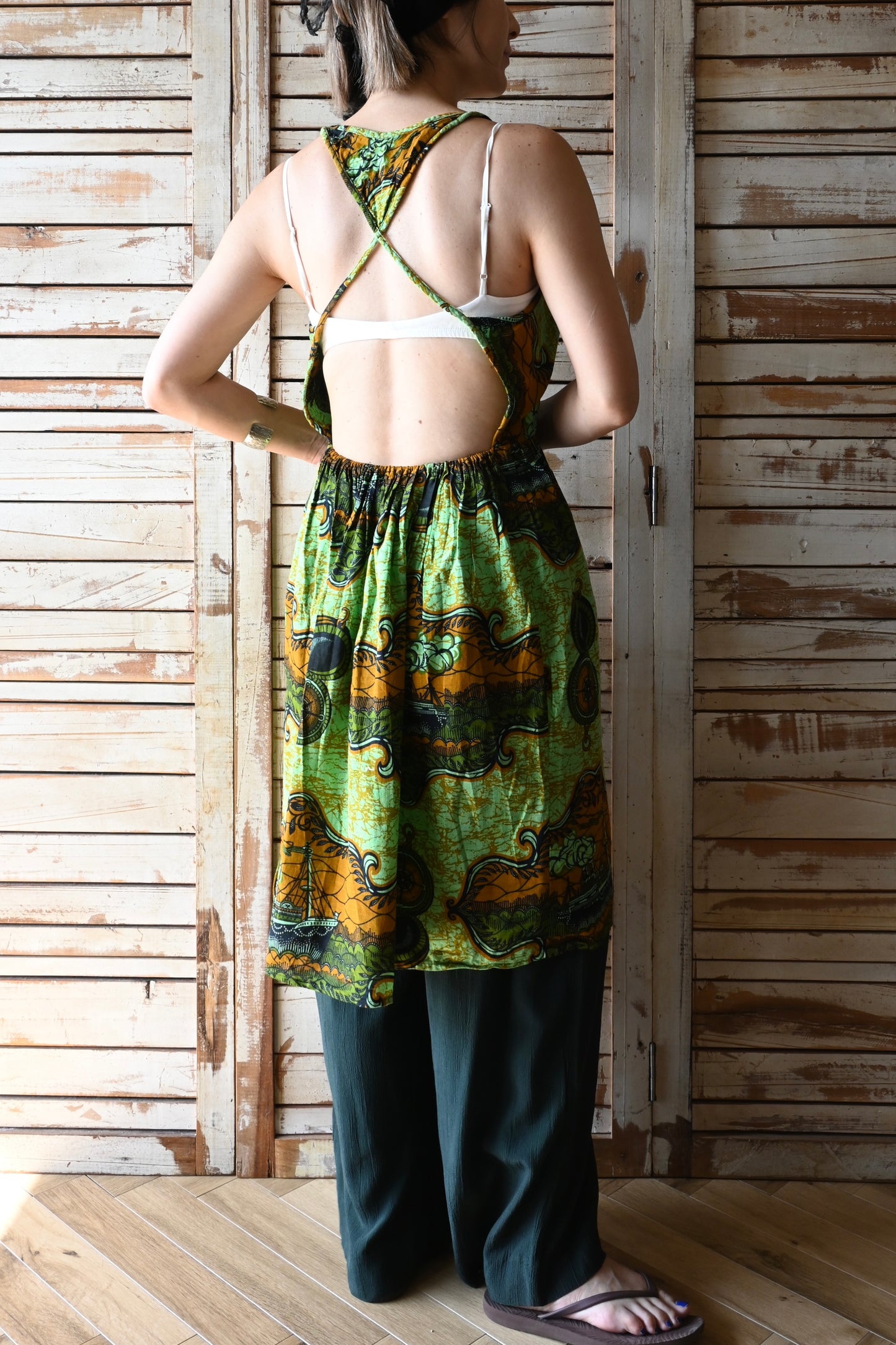 African printed midi dress/GREEN
