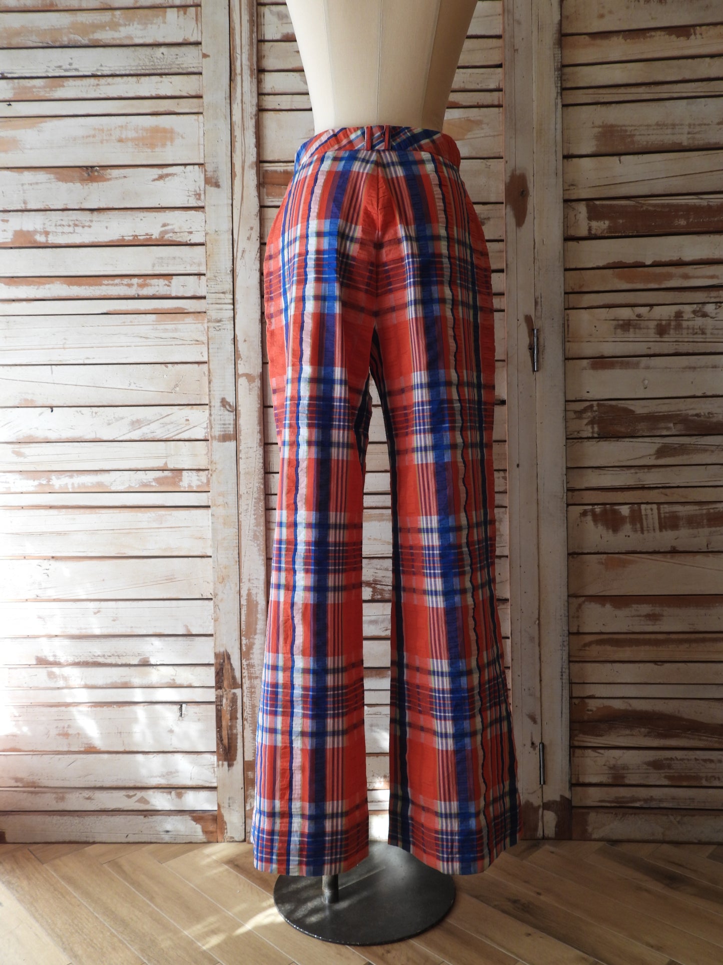 70's-80's Check pants/RED