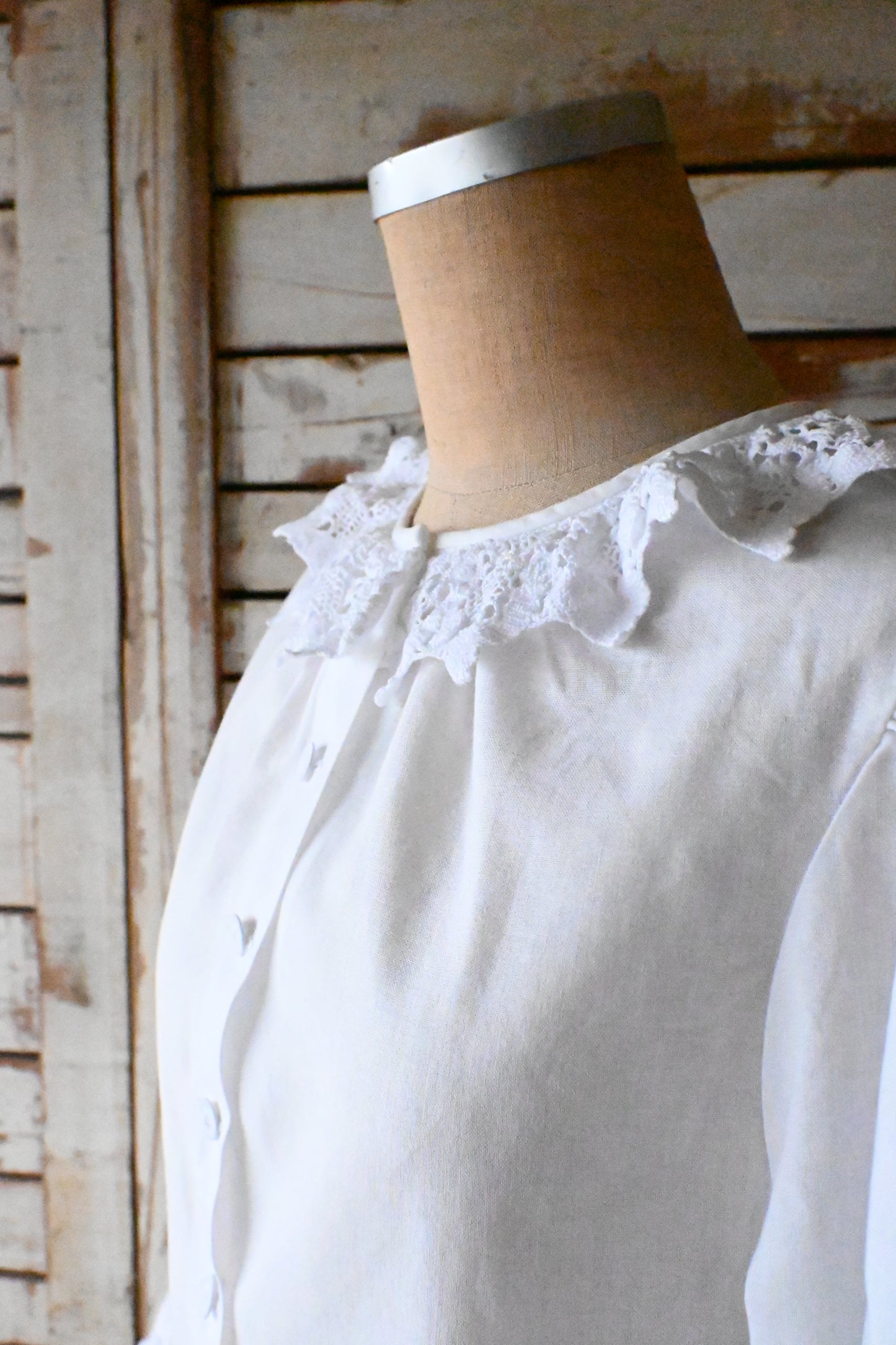 EURO Vintage lace collar blouse/WHITE