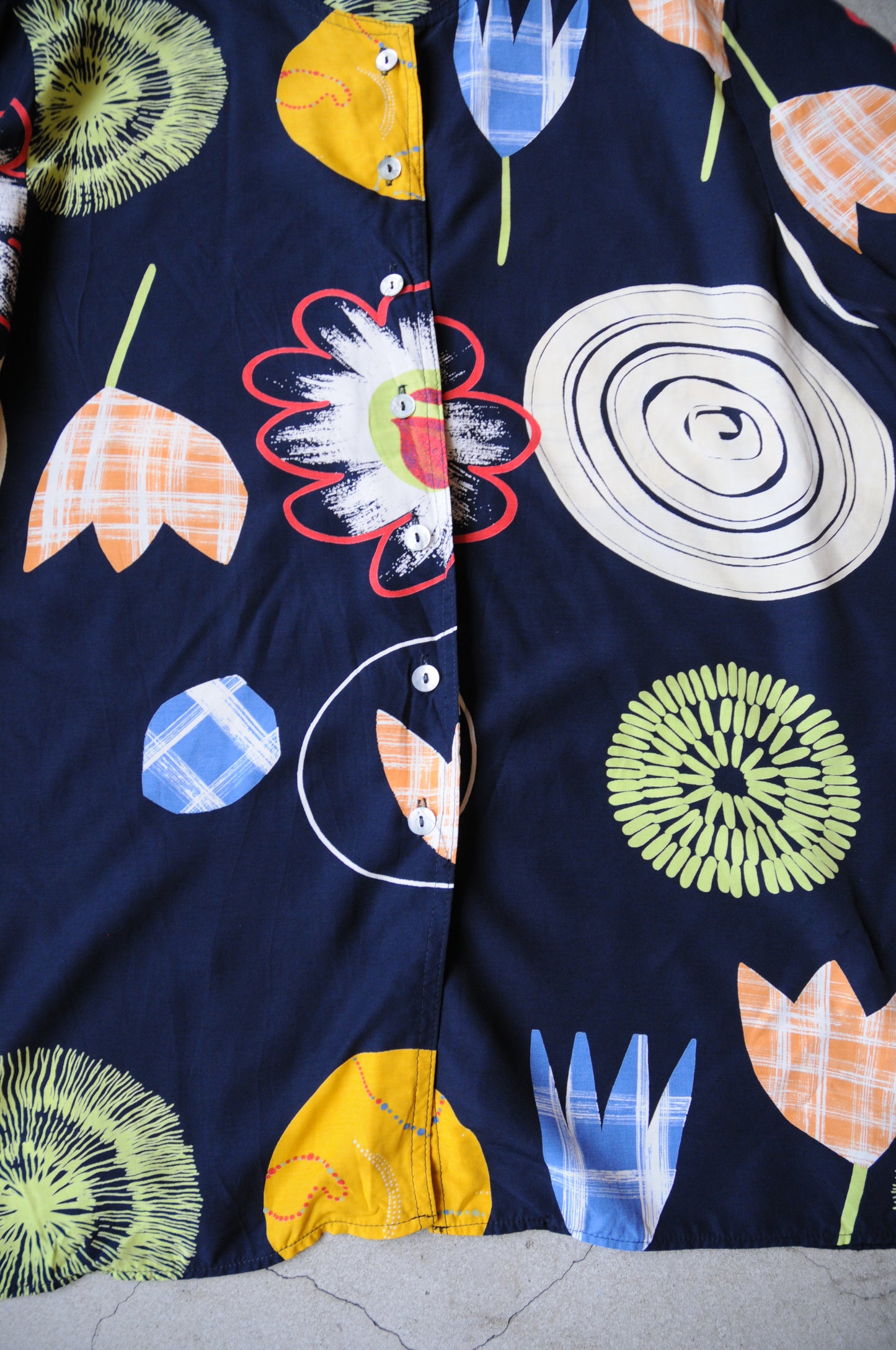 S/S flower shirt/NAVY