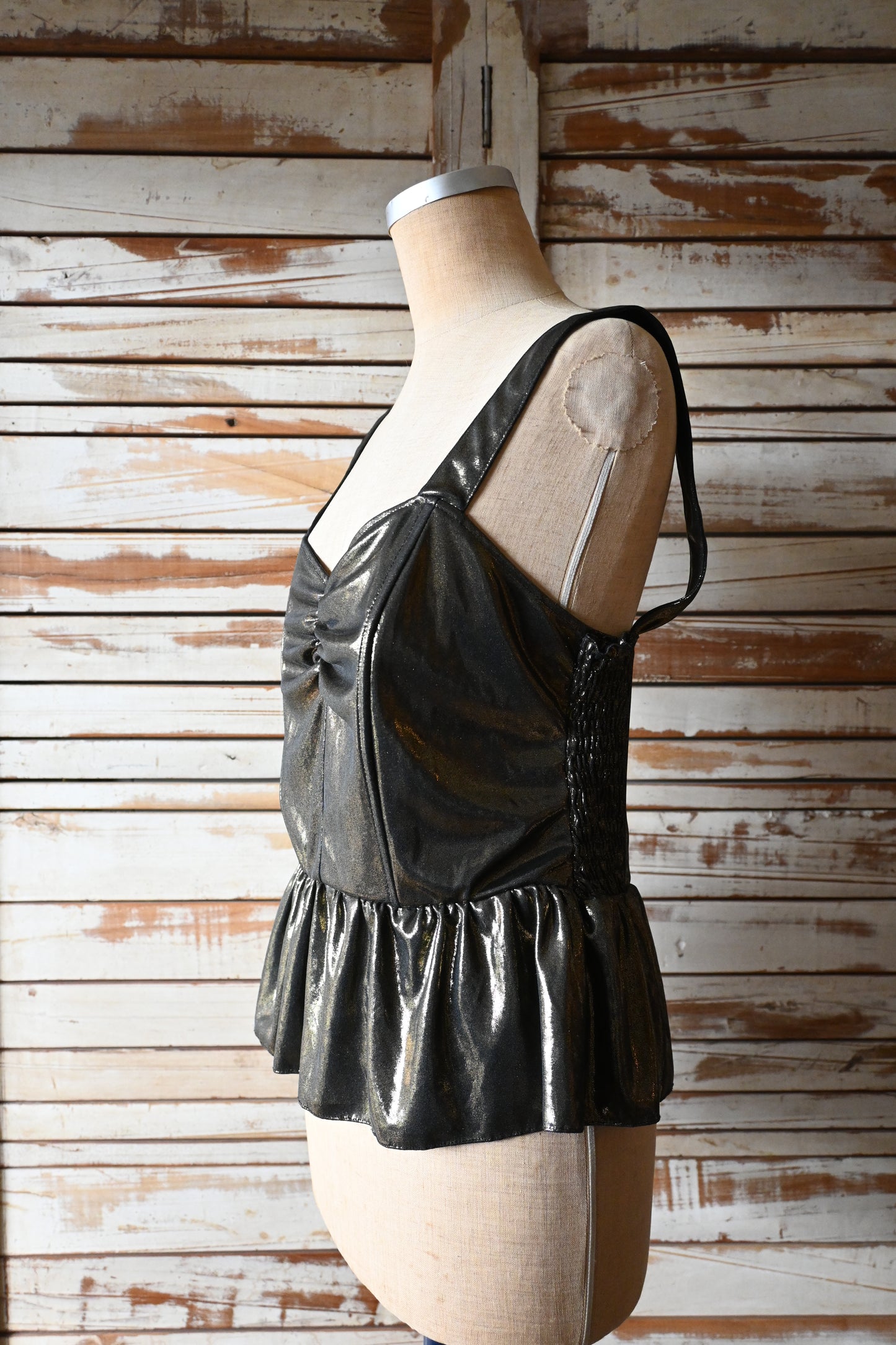 Metallic bustier top/BLACK