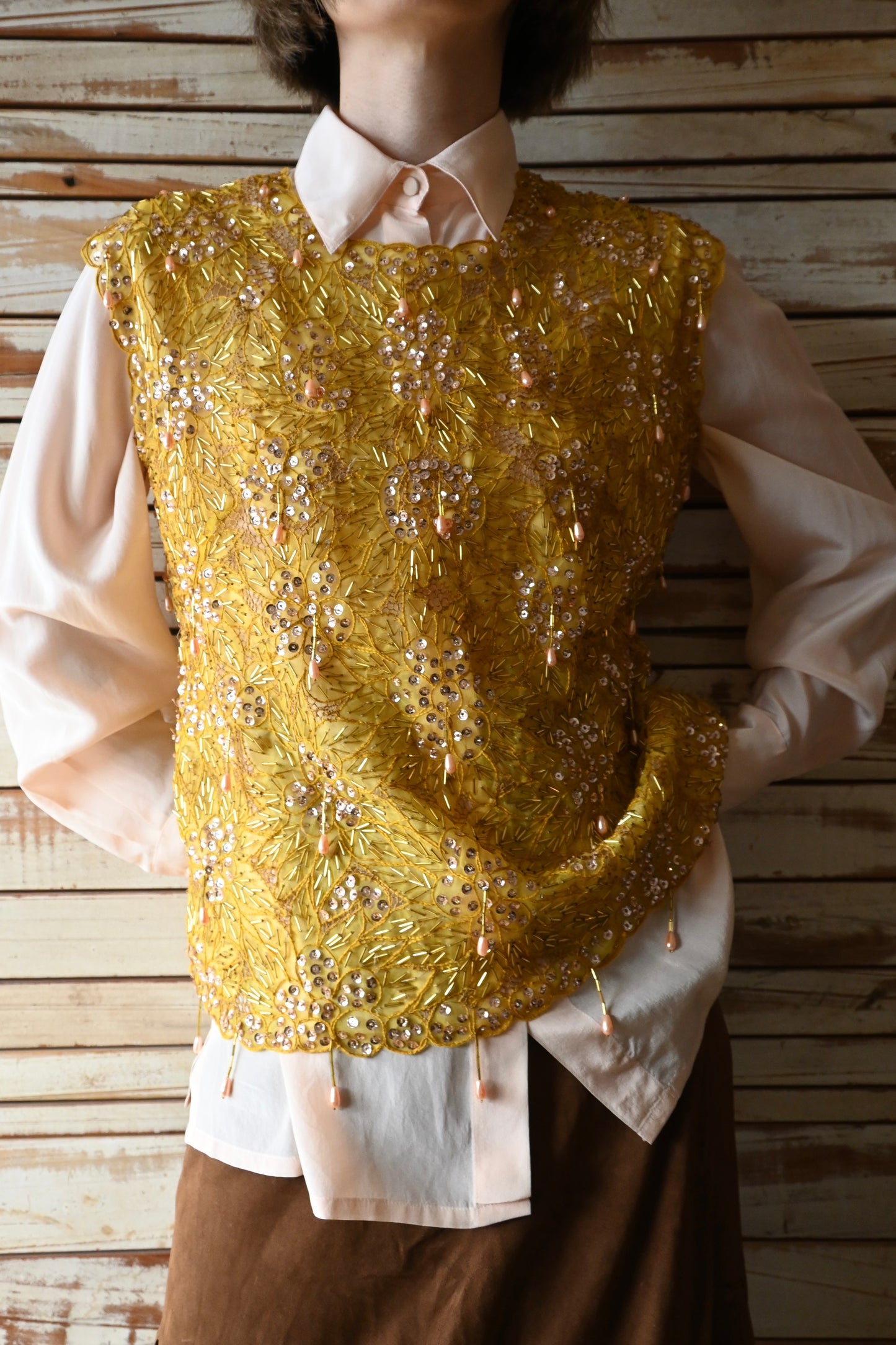 Silk blouse/SALMON PINK