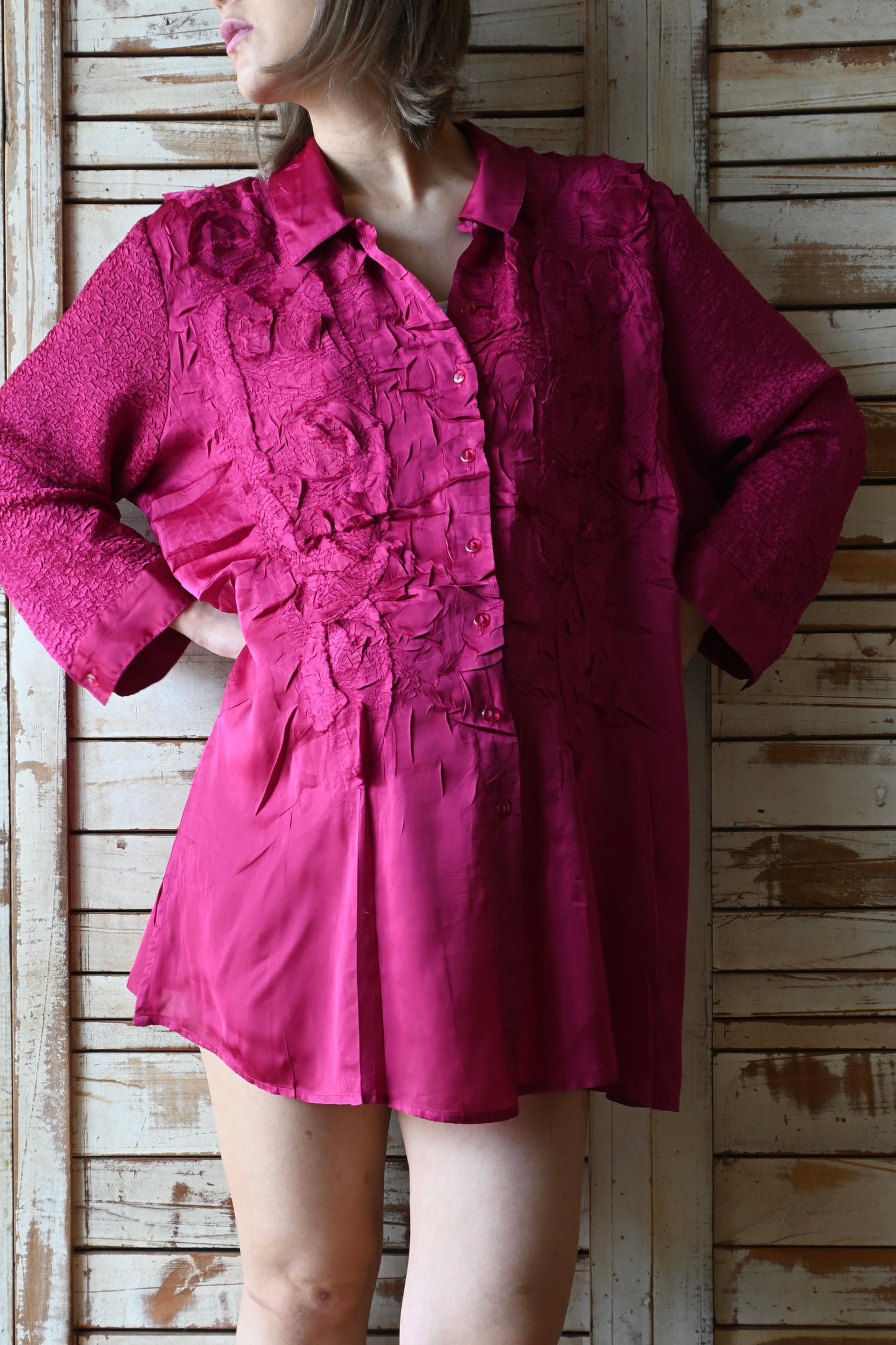 Pink design blouse/HOT PINK