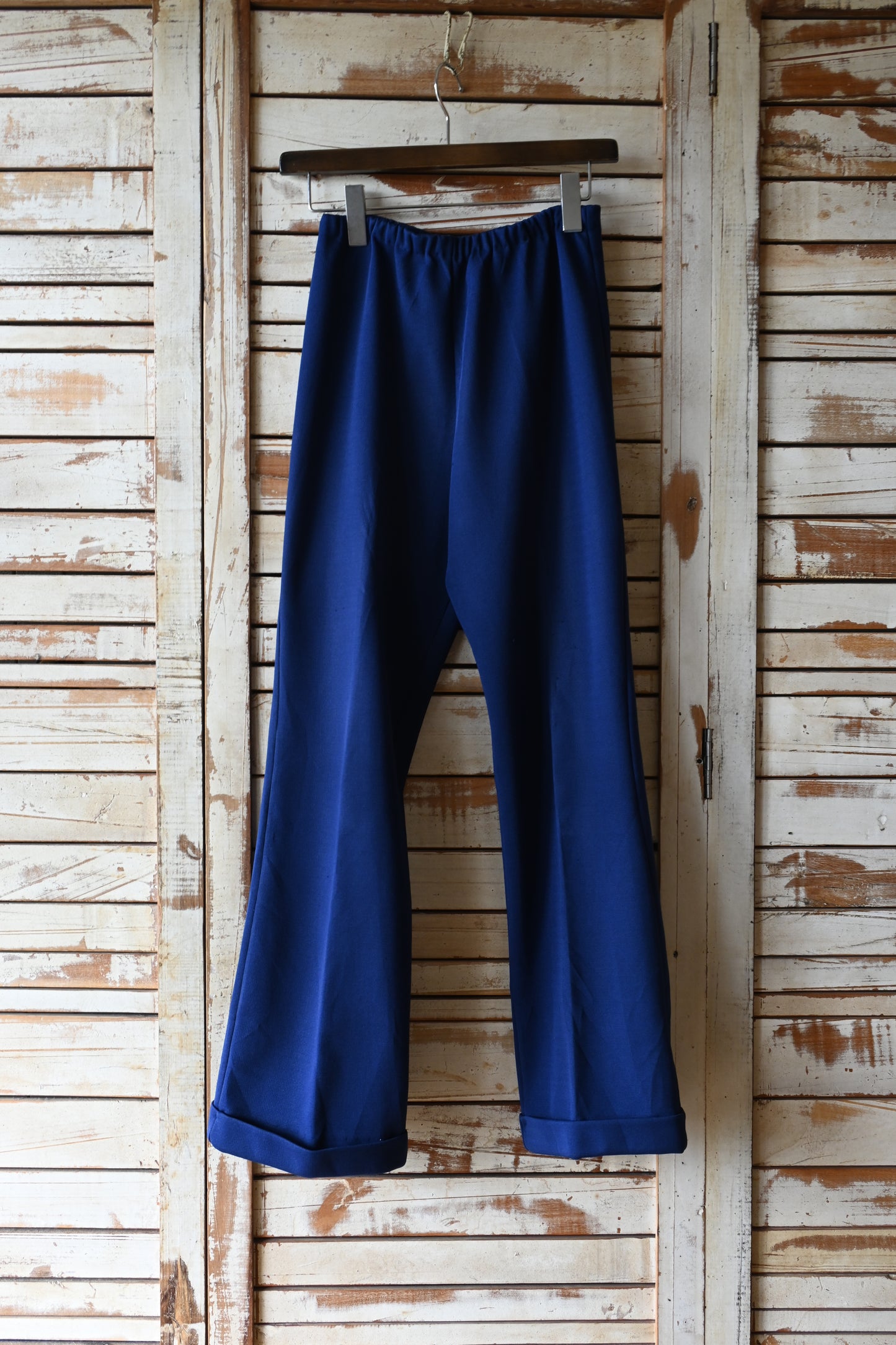 Flare poly pants/NAVY