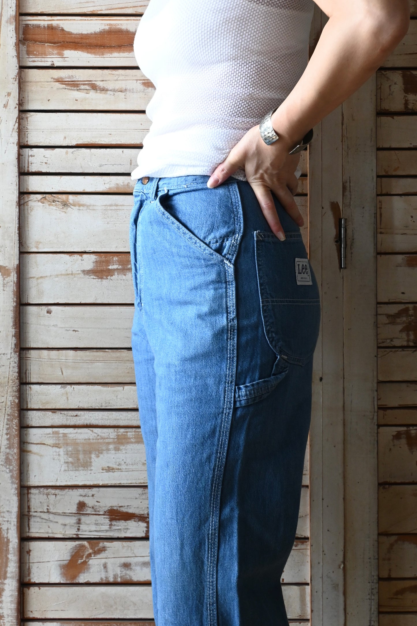 70's-80's USA Lee denim painter pants/BLUE