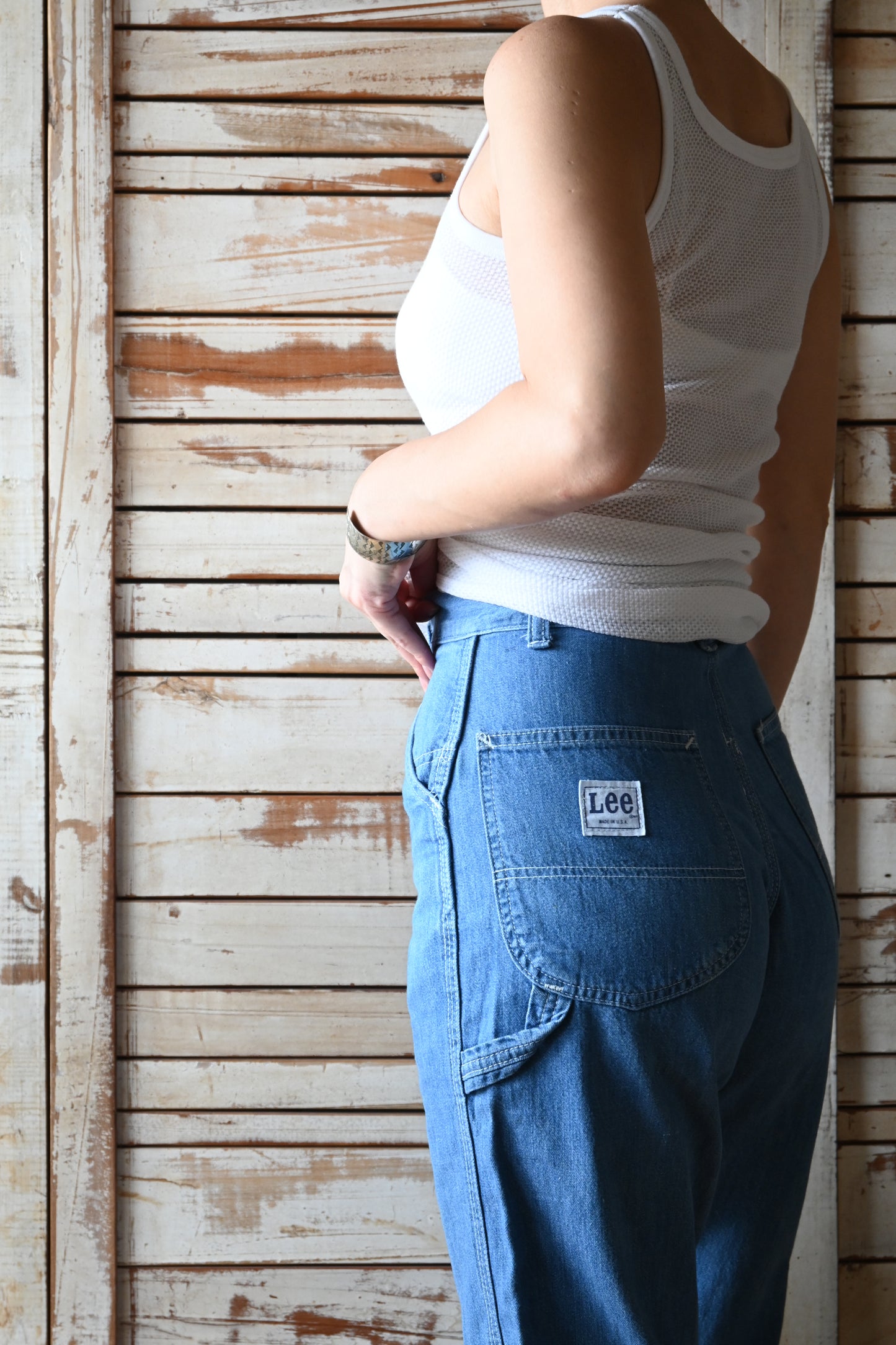 70's-80's USA Lee denim painter pants/BLUE